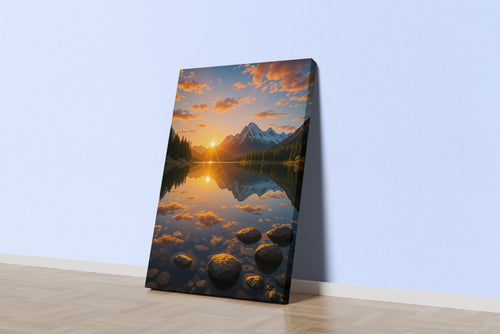 ai creation, the reflection of the sunset in the river, ai art, art, kanvas tablo