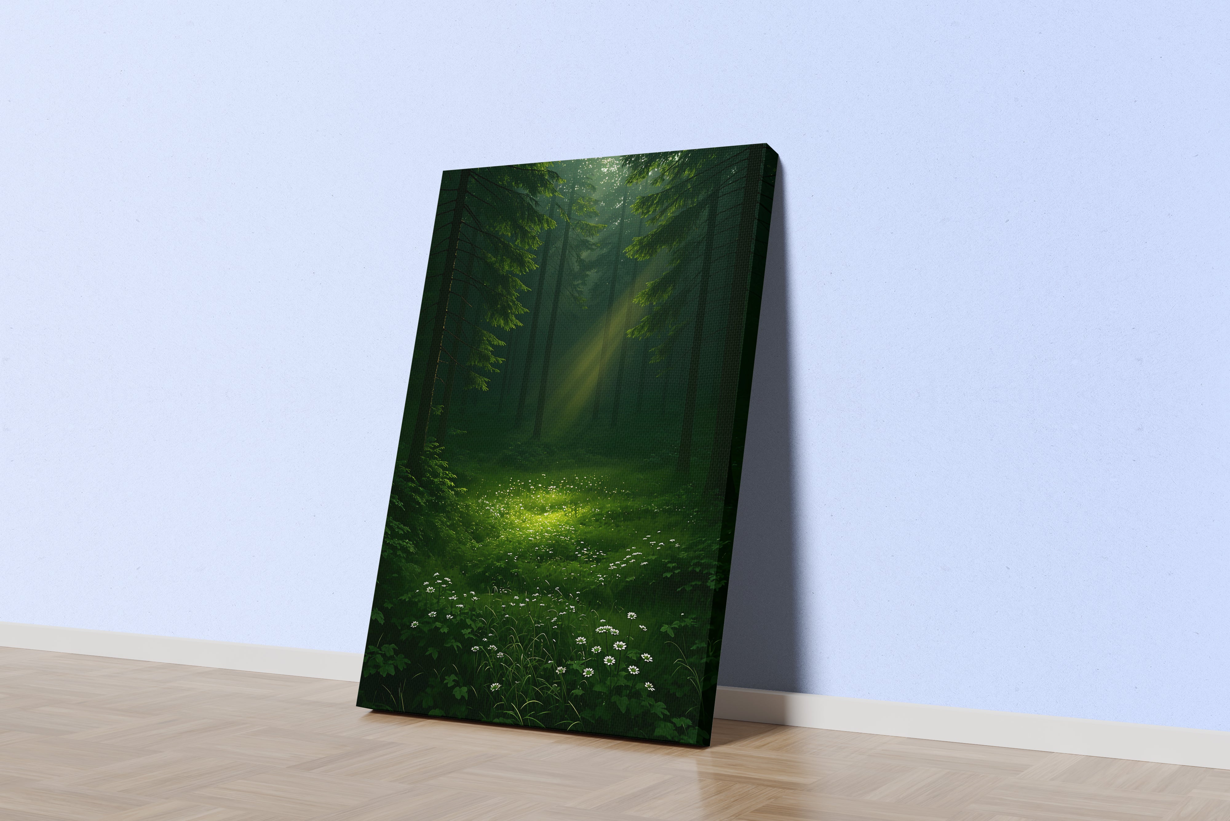 ai creation, a forest in very deep green tones, ai art, art, kanvas tablo