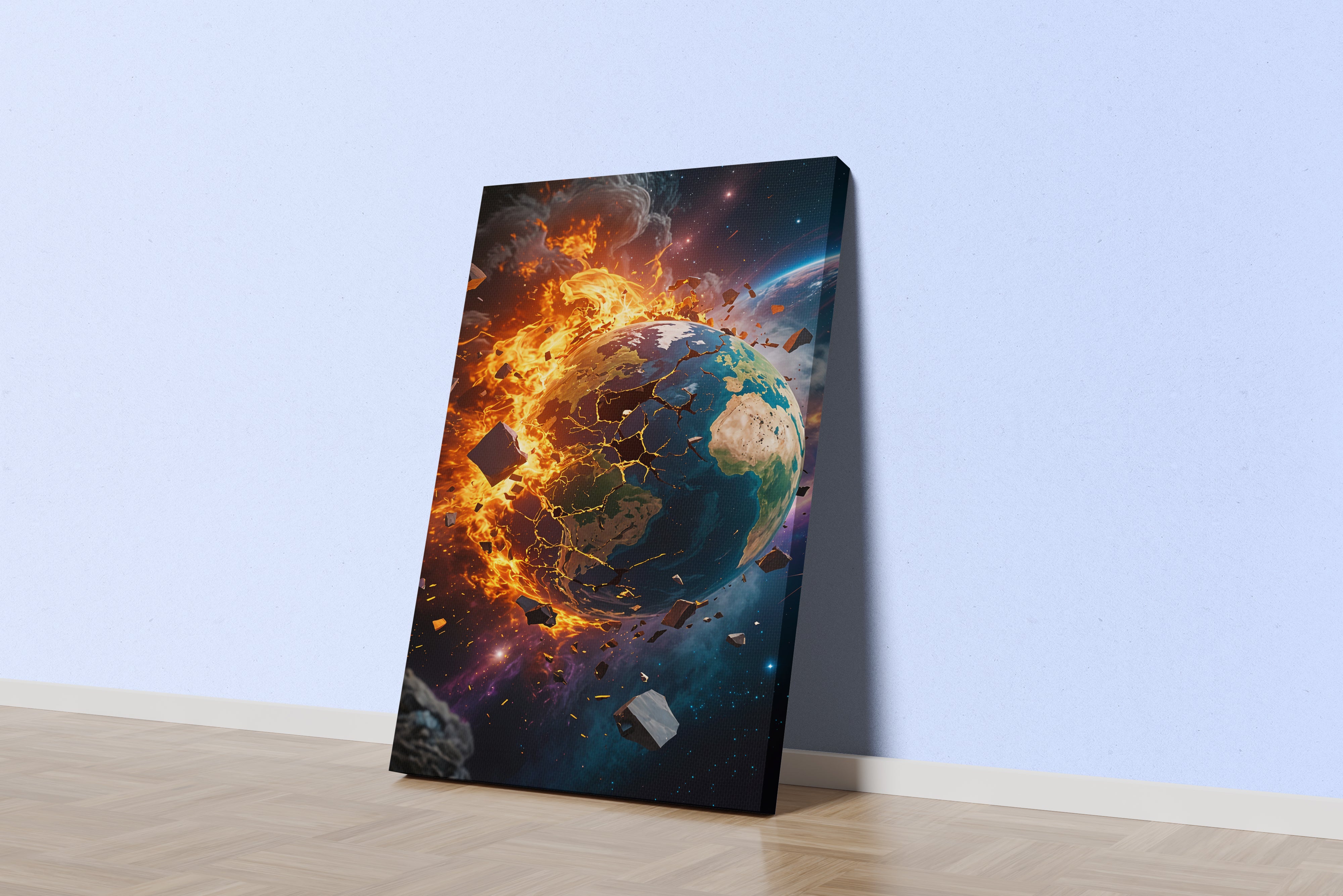 ai creation, as the world explodes, andromeda, oragne theme, ai art, art, kanvas tablo