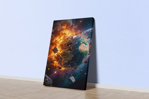 ai creation, as the world explodes, andromeda, oragne theme, ai art, art, kanvas tablo