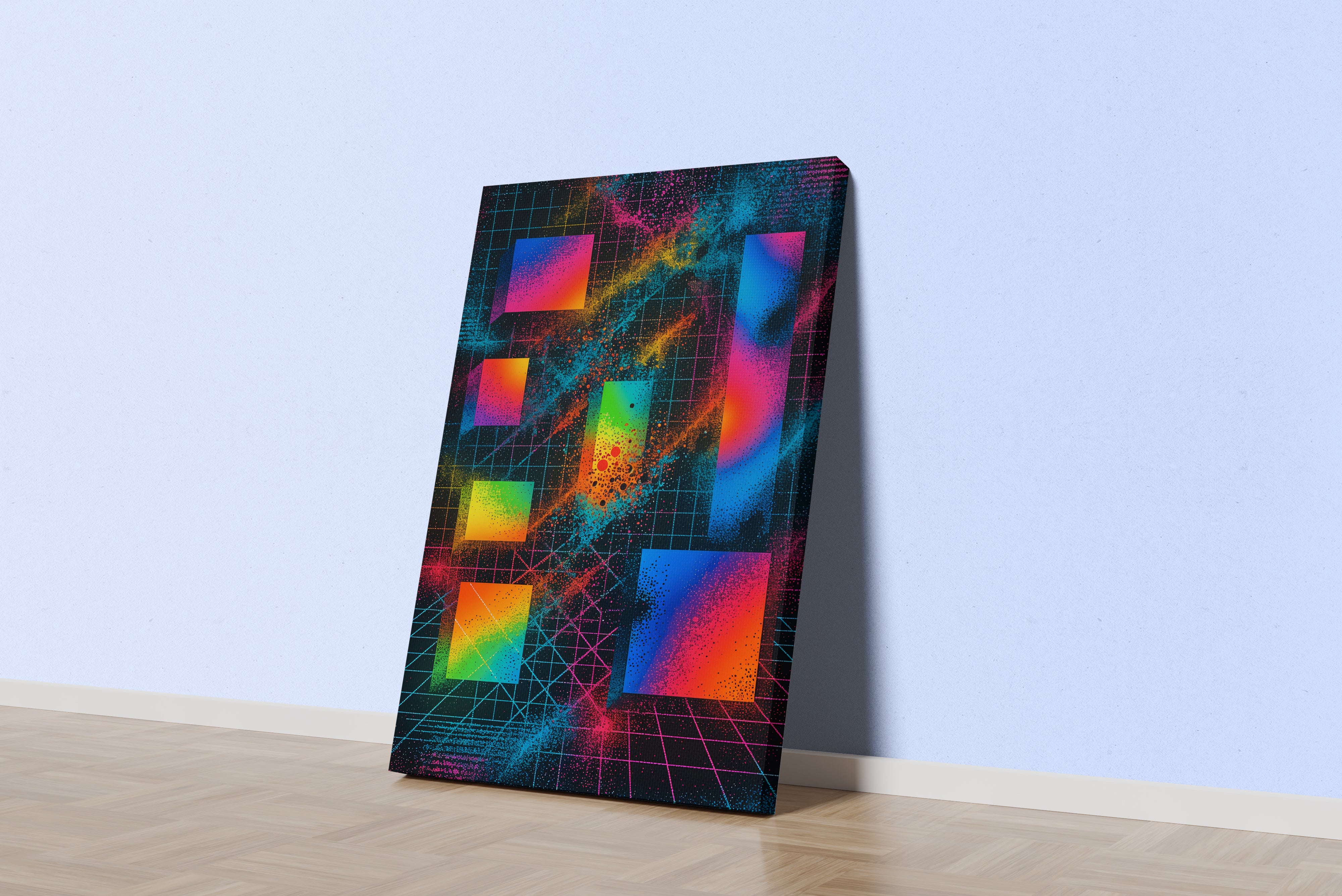 ai creation, colorful cube pieces scattered model 2, ai art, art, kanvas tablo