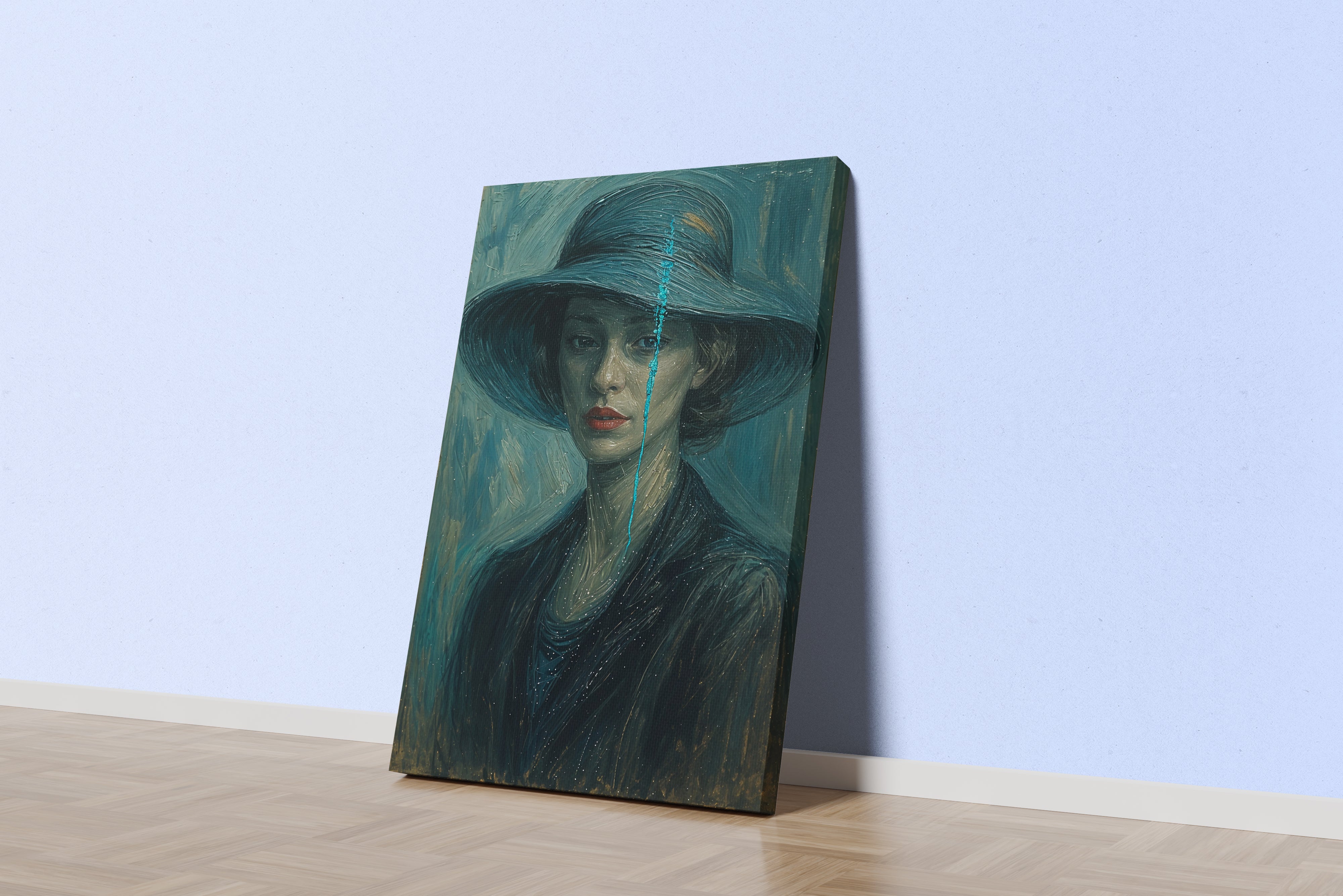 ai creation, perfect woman with van gogh style colors, ai art, art, kanvas tablo