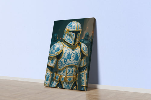 Çini Desenli Porselen Mandalorian Zırhı Star Wars Temalı Pop Art Kanvas Tablo