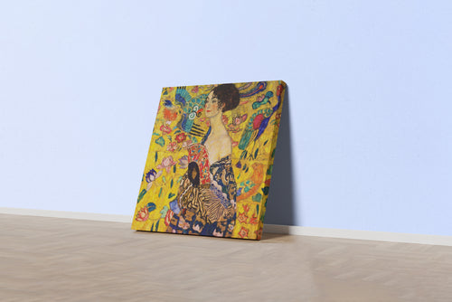 Gustav Klimt'in Son Başyapıtı Yelpazeli Kadın (Lady with a Fan) Art Nouveau Kanvas Tablo