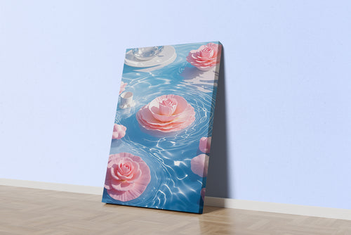 ai creation, pink water lilies blooming in the river, ai art, art, kanvas tablo