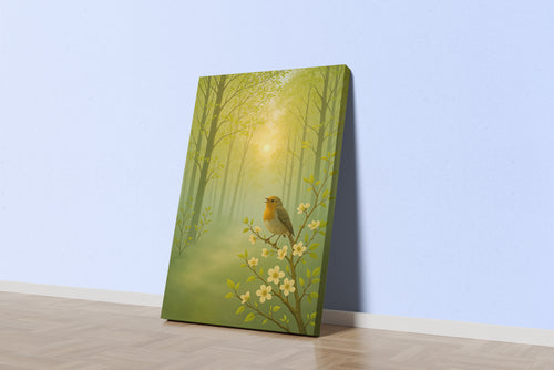 ai creation, hummingbird with flowers in the forest, ai art, art, kanvas tablo