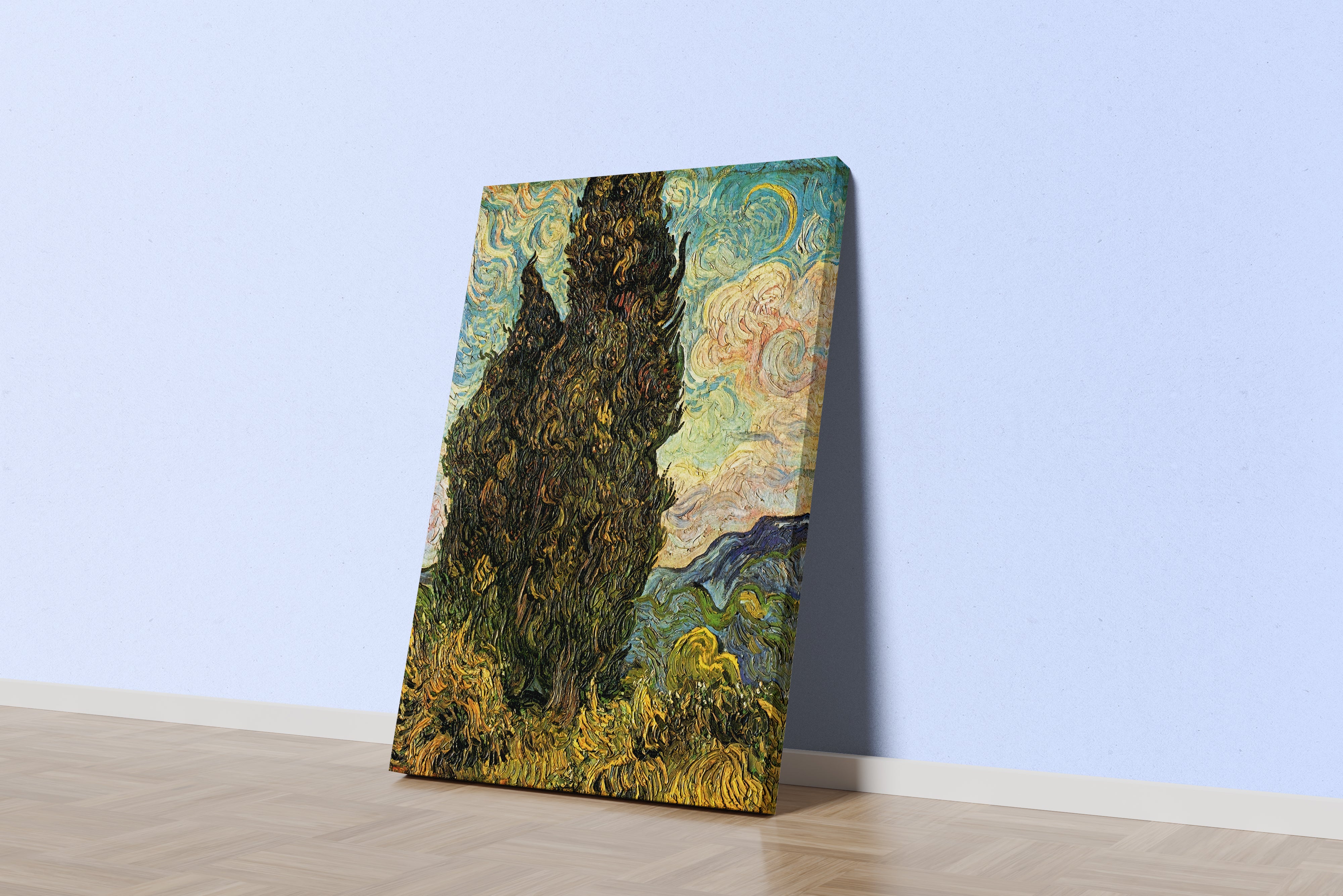 Vincent van Gogh Selvi Ağaçları Manzara Kanvas Tablo