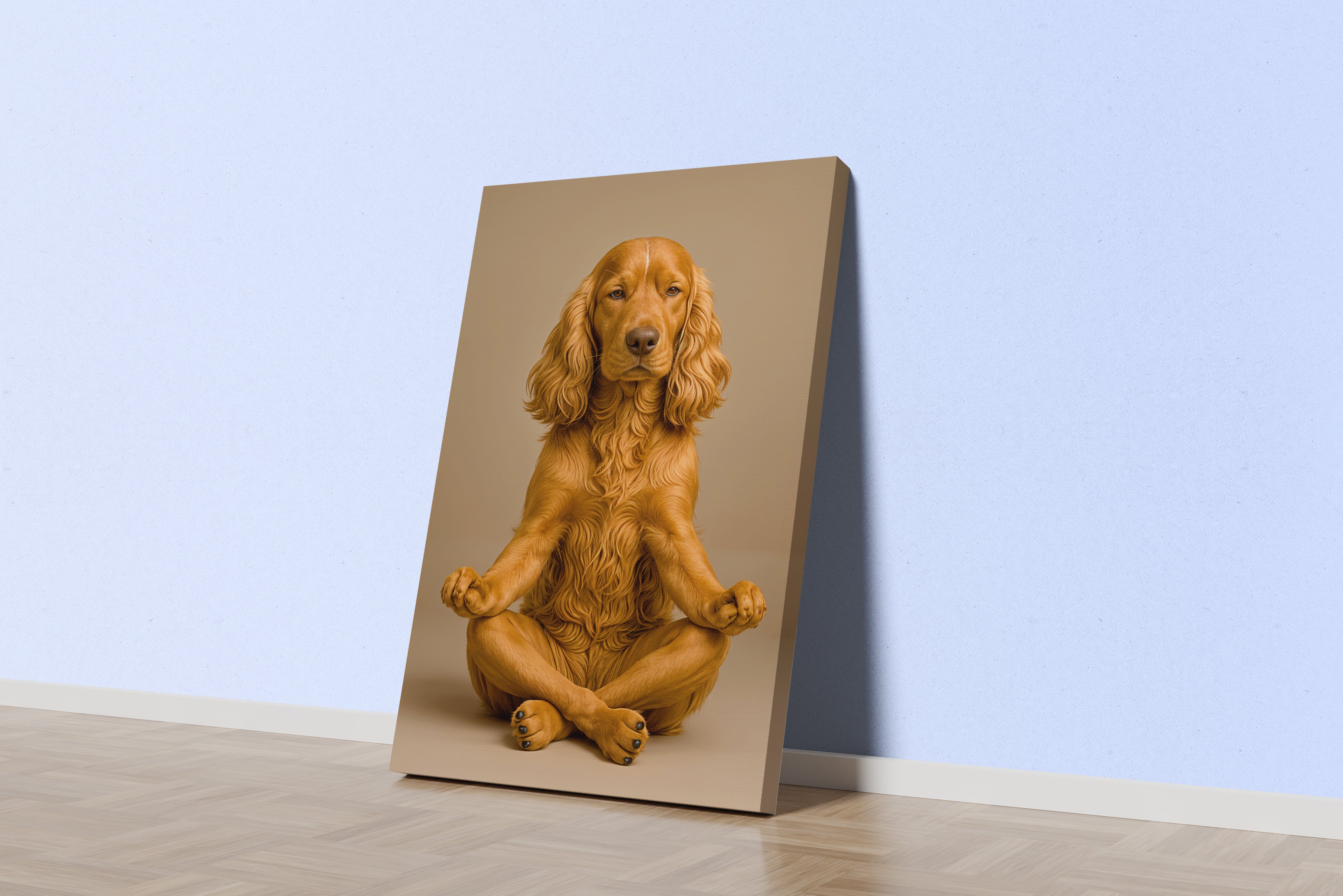 ai creation, dog performing yoga model 1, ai art, art, kanvas tablo