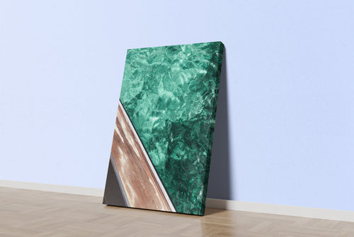 a diagonal view from a wooden deck looking down into clear, turquoise ocean water, abstract, art, kanvas tablo