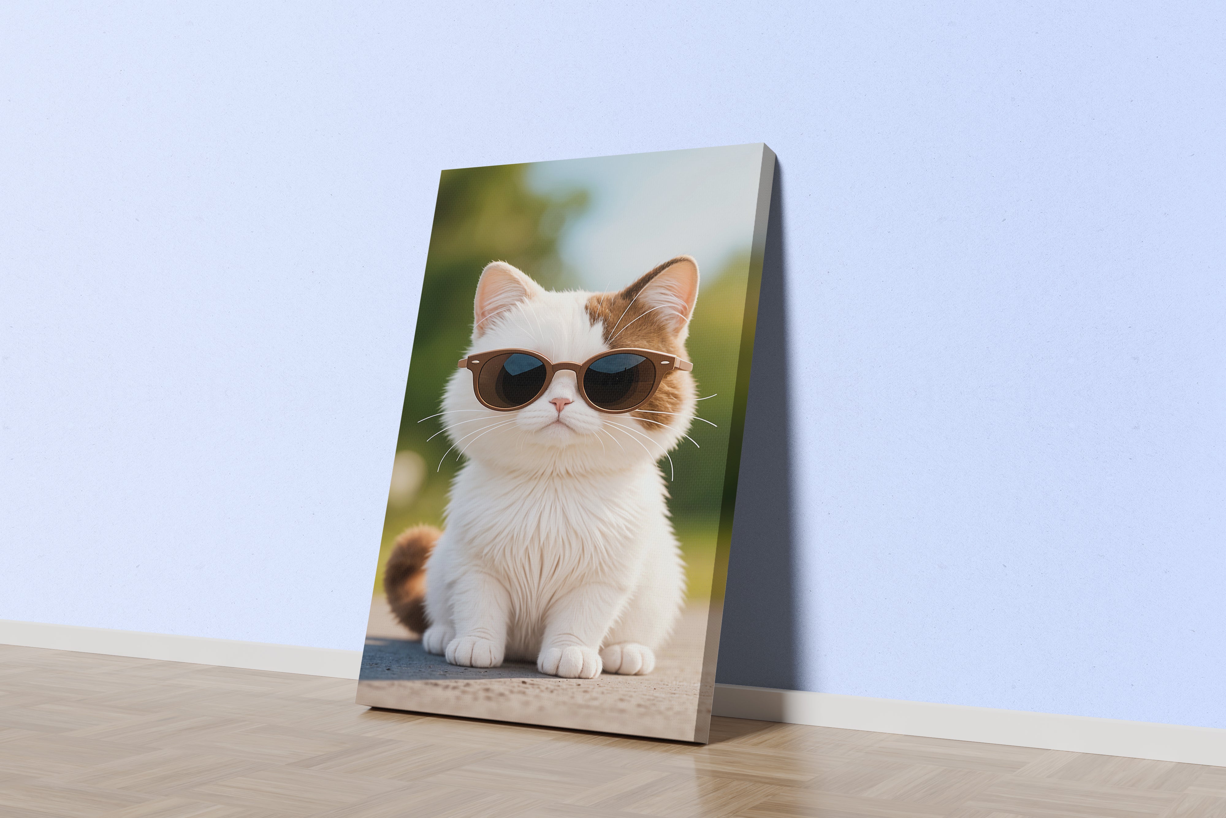ai creation, plush cat with glasses, pet, ai art, art, kanvas tablo