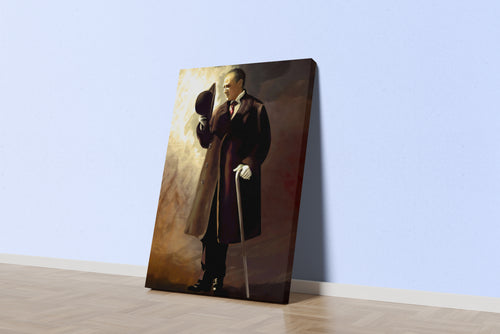 Atatürk taking off his hat, art, kanvas tablo
