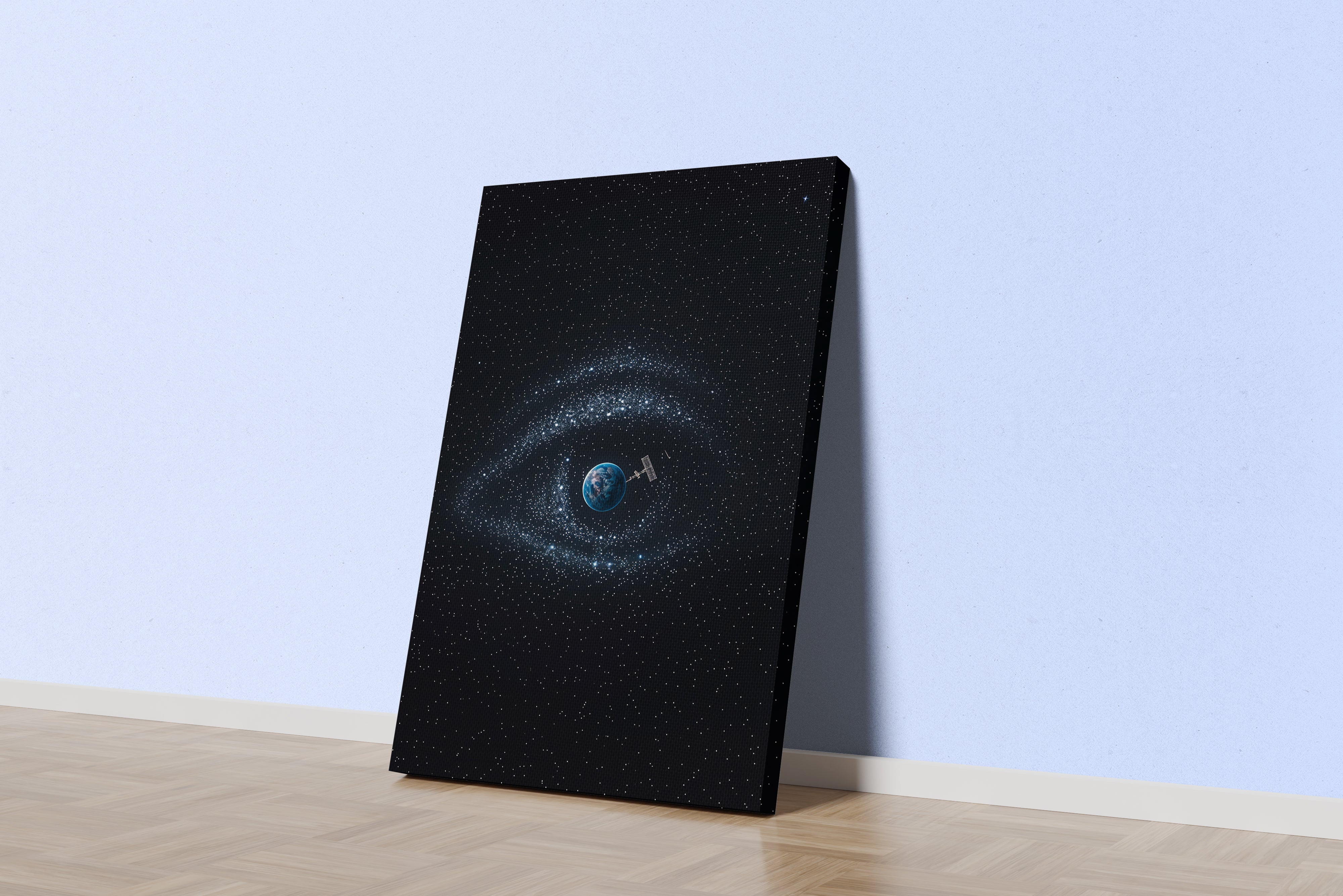 ai creation, stars shaped like eyes, orbiting the earth, ai art, art, kanvas tablo