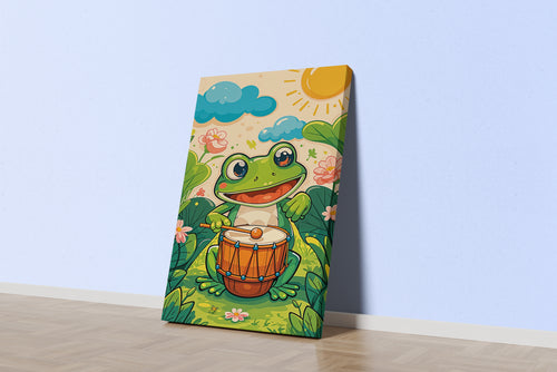 ai creation, Kermit playing the drums, kid, ai art, art, kanvas tablo