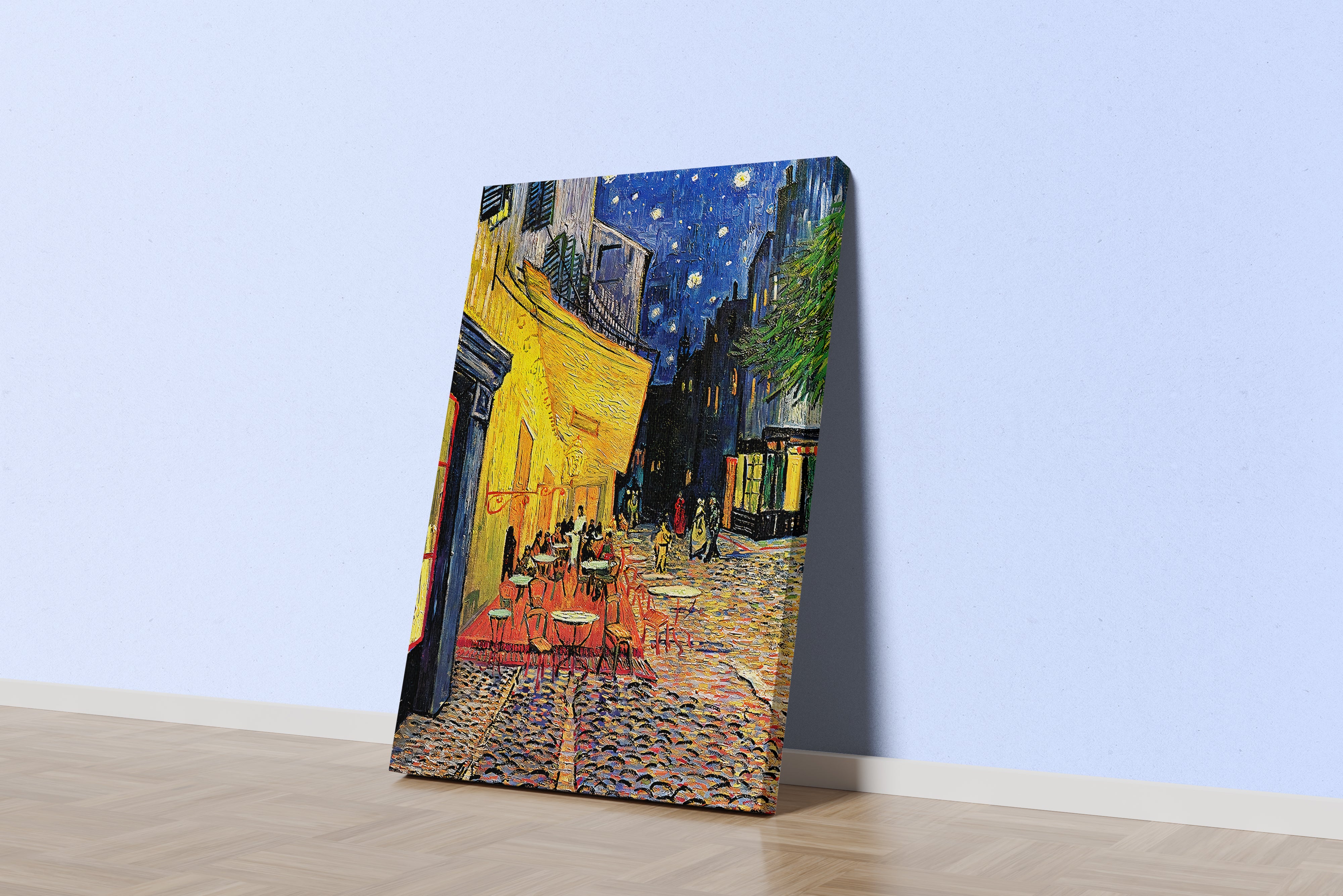 Vincent van Gogh Yıldızlı Gece Altında Kafe Terası Kanvas Tablo