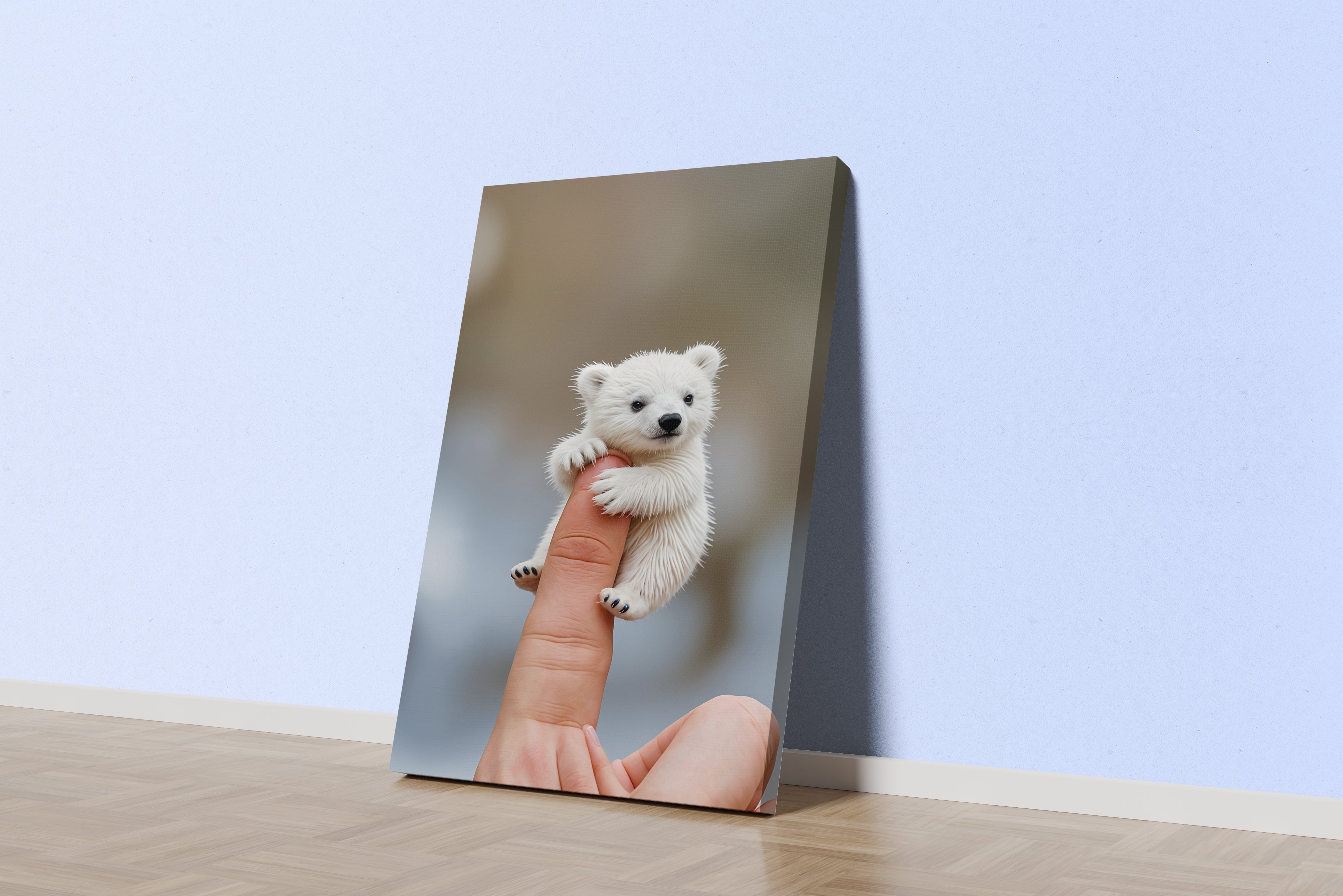 ai creation, baby doll model 6, kid, cute bear on finger, ai art, art, kanvas tablo