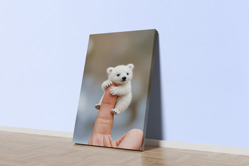ai creation, baby doll model 6, kid, cute bear on finger, ai art, art, kanvas tablo