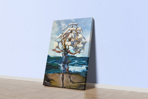 Salvador Dali Gemi ve İnsan Figürü Sürrealist Sanat Kanvas Tablo