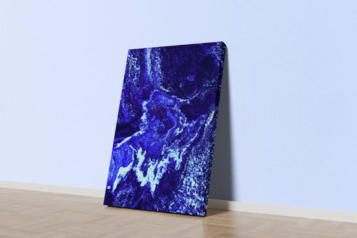 a vibrant abstract image of a deep electric blue and white cosmic rock landscape, abstract, art, kanvas tablo
