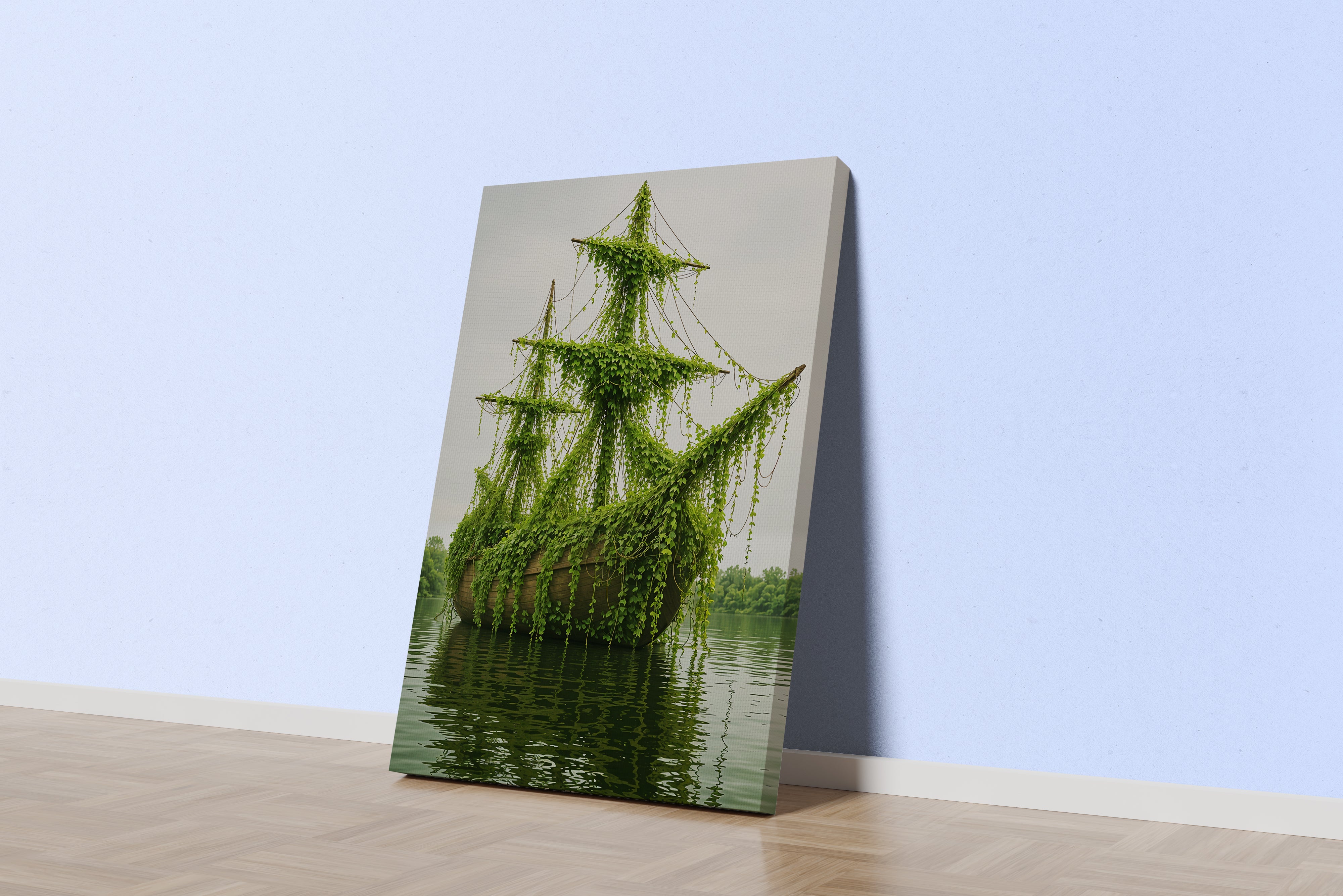 ai creation, floating sunken ship, ai art, art, kanvas tablo