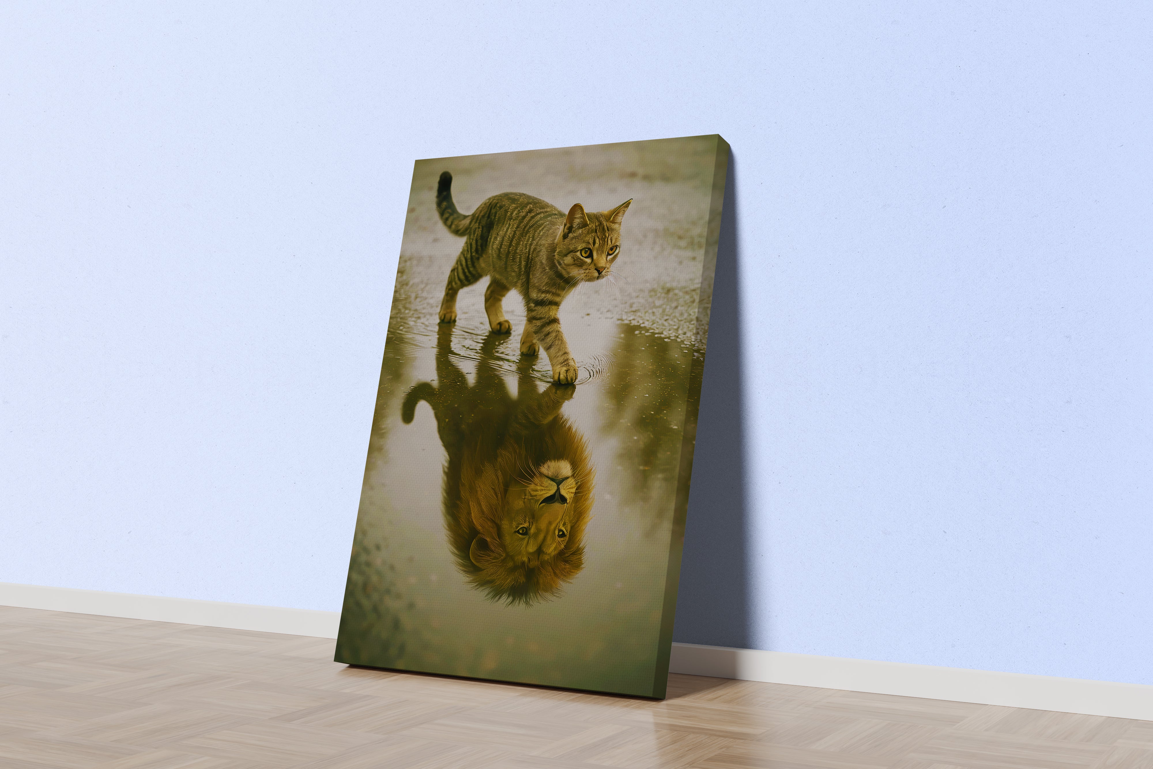ai creation, cat/giant mirror, ai art, art, kanvas tablo