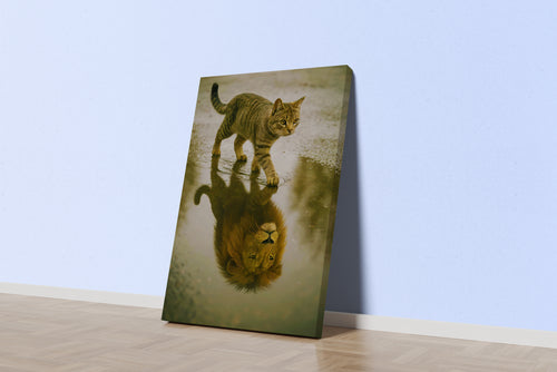ai creation, cat/giant mirror, ai art, art, kanvas tablo