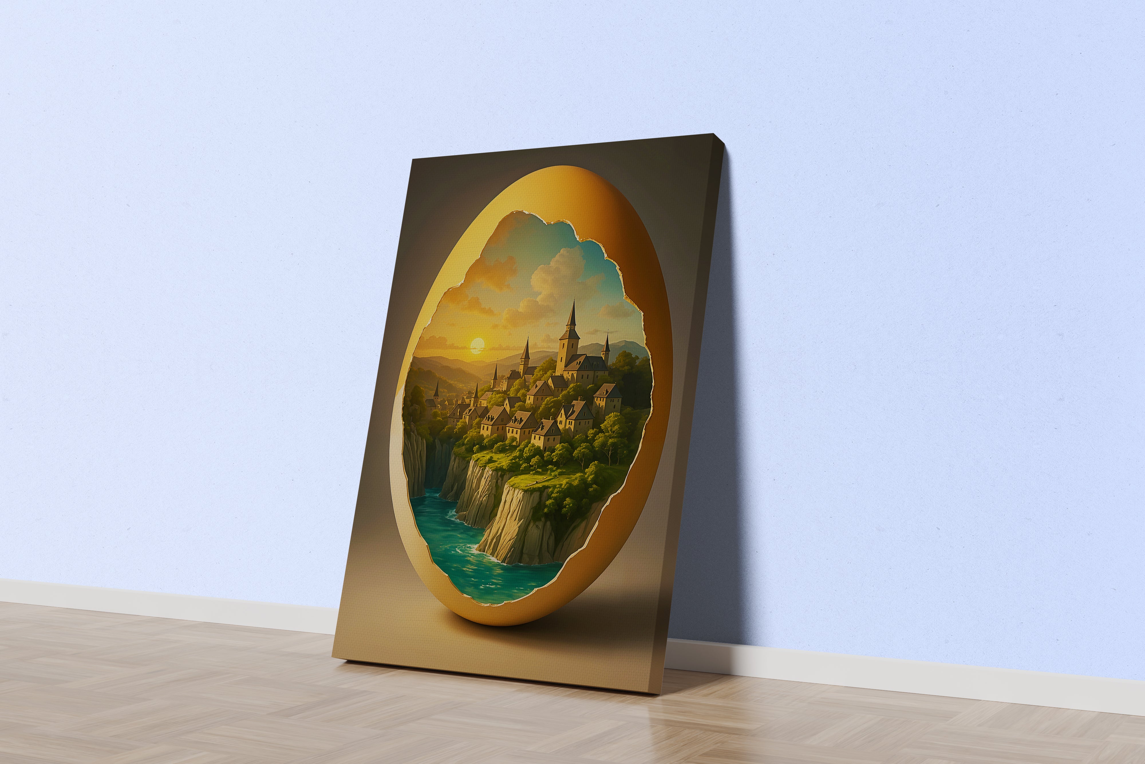 ai creation, egg city, ai art, art, kanvas tablo