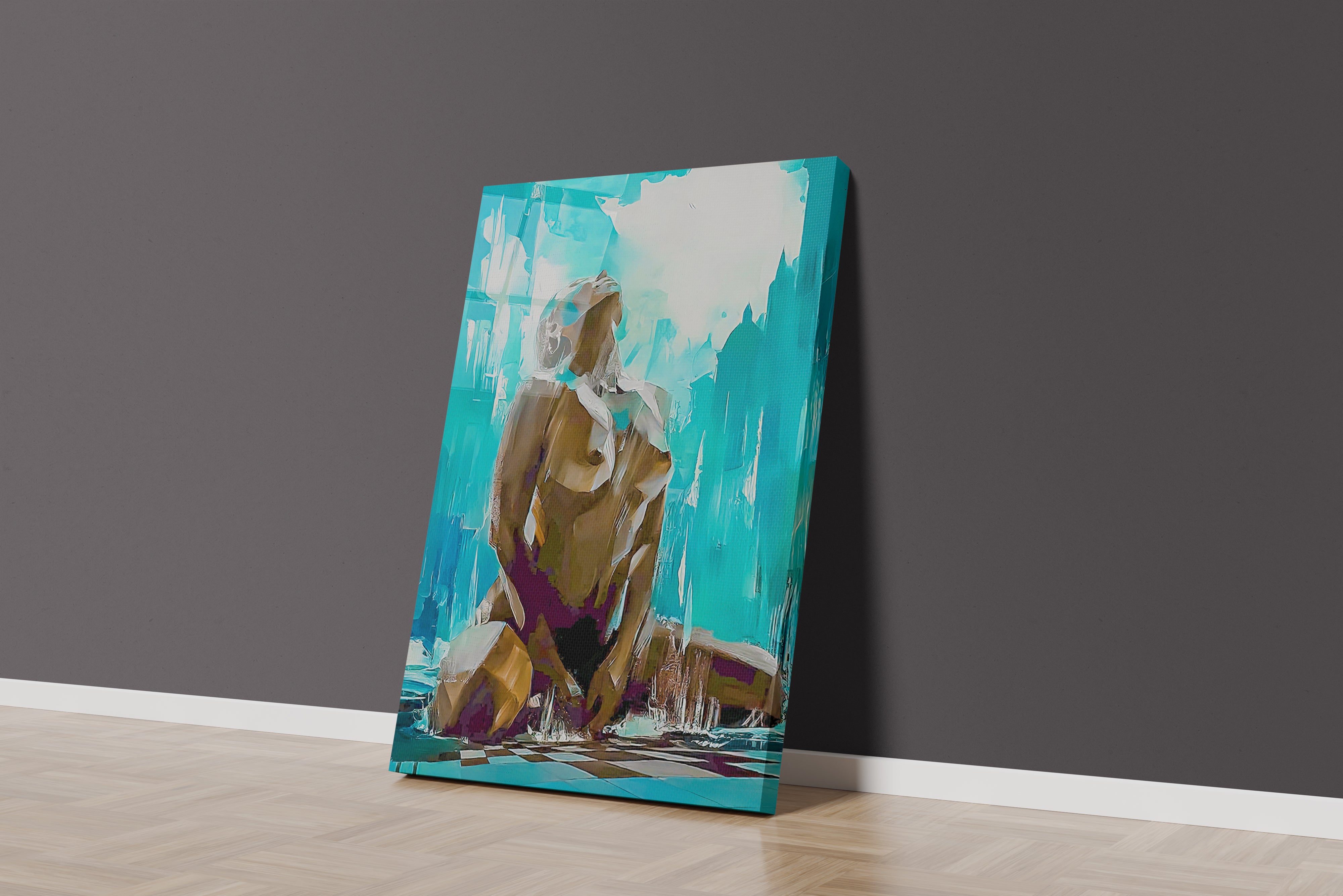 depiction of a naked perseverance woman with cubic, art, kanvas tablo
