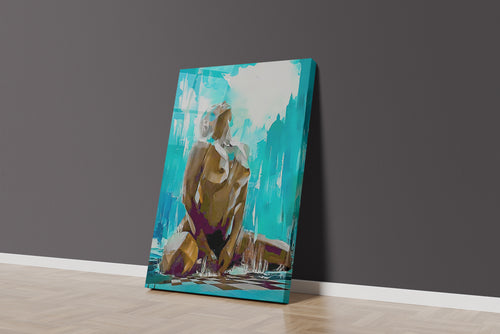 depiction of a naked perseverance woman with cubic, art, kanvas tablo