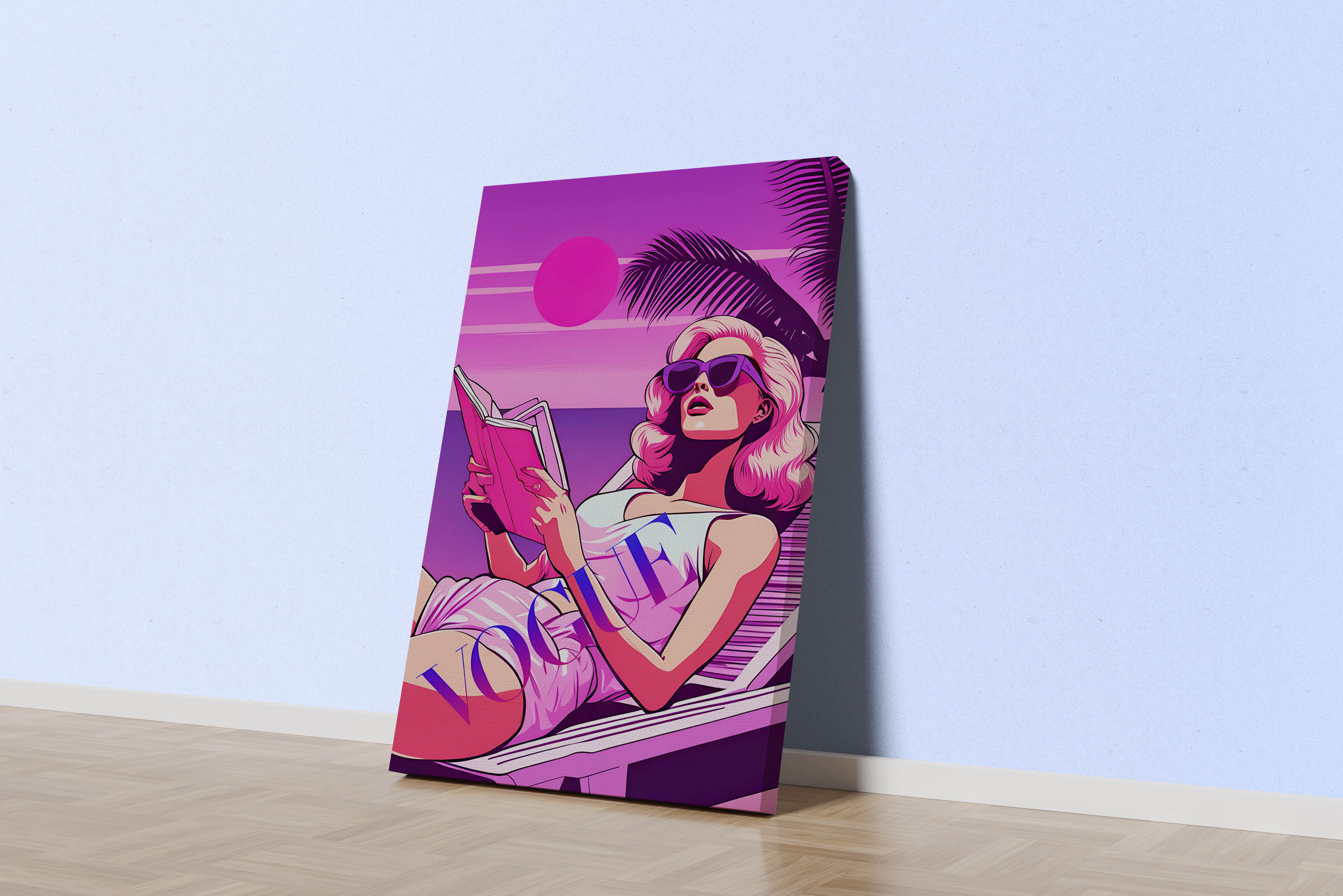 retrowave vogue, pop art, beauty, sunshine, art, kanvas tablo