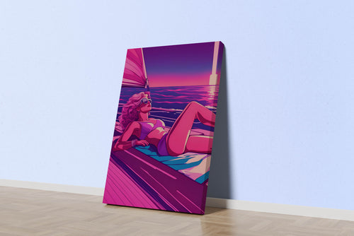 retrowave vogue, pop art, beauty, sunshine, art, kanvas tablo