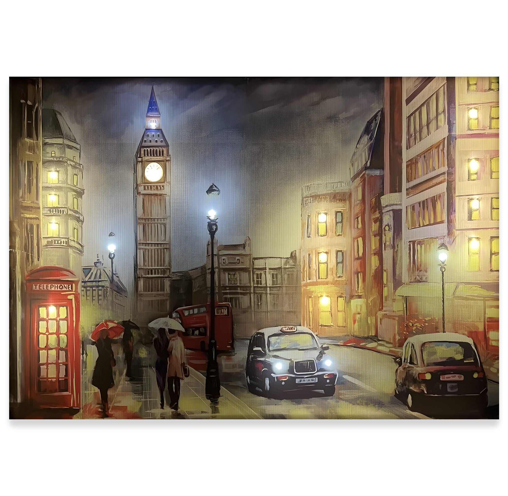 Londra Gece Yarısı – Uzaktan Kumandalı LED Işıklı Kanvas Tablo