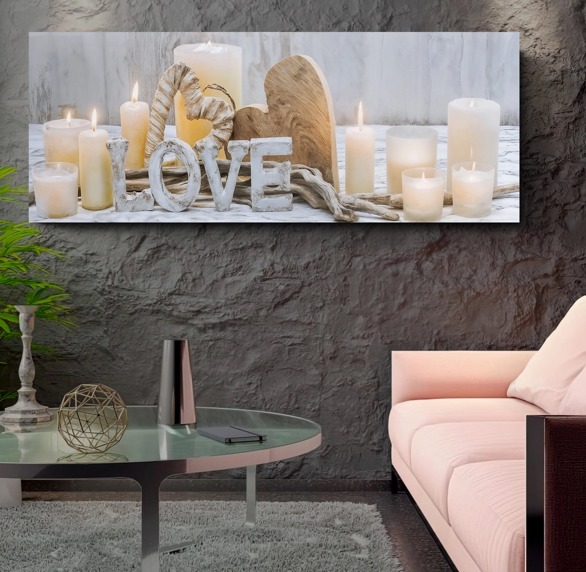 Led Işıklı Uzaktan Kumandalı Oda Mumları Model 9 Kanvas Tablo