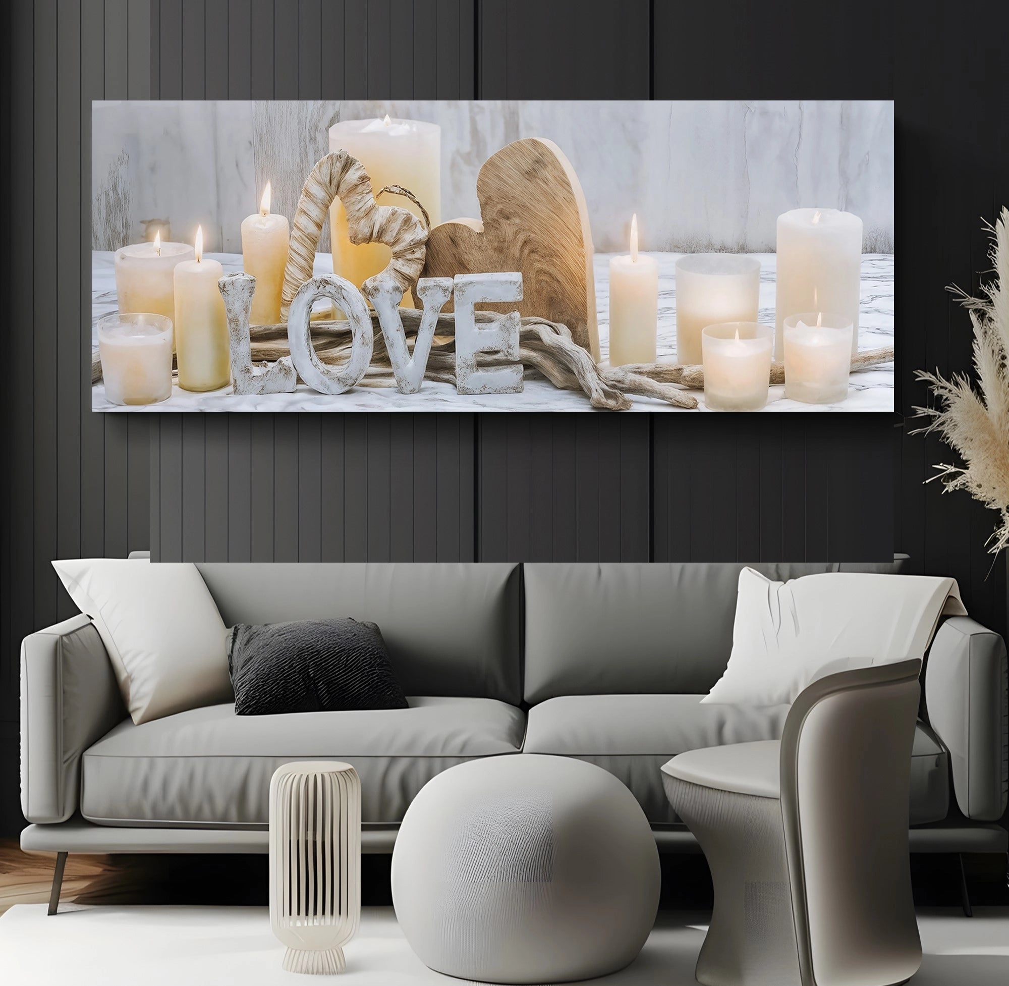 Led Işıklı Uzaktan Kumandalı Oda Mumları Model 9 Kanvas Tablo