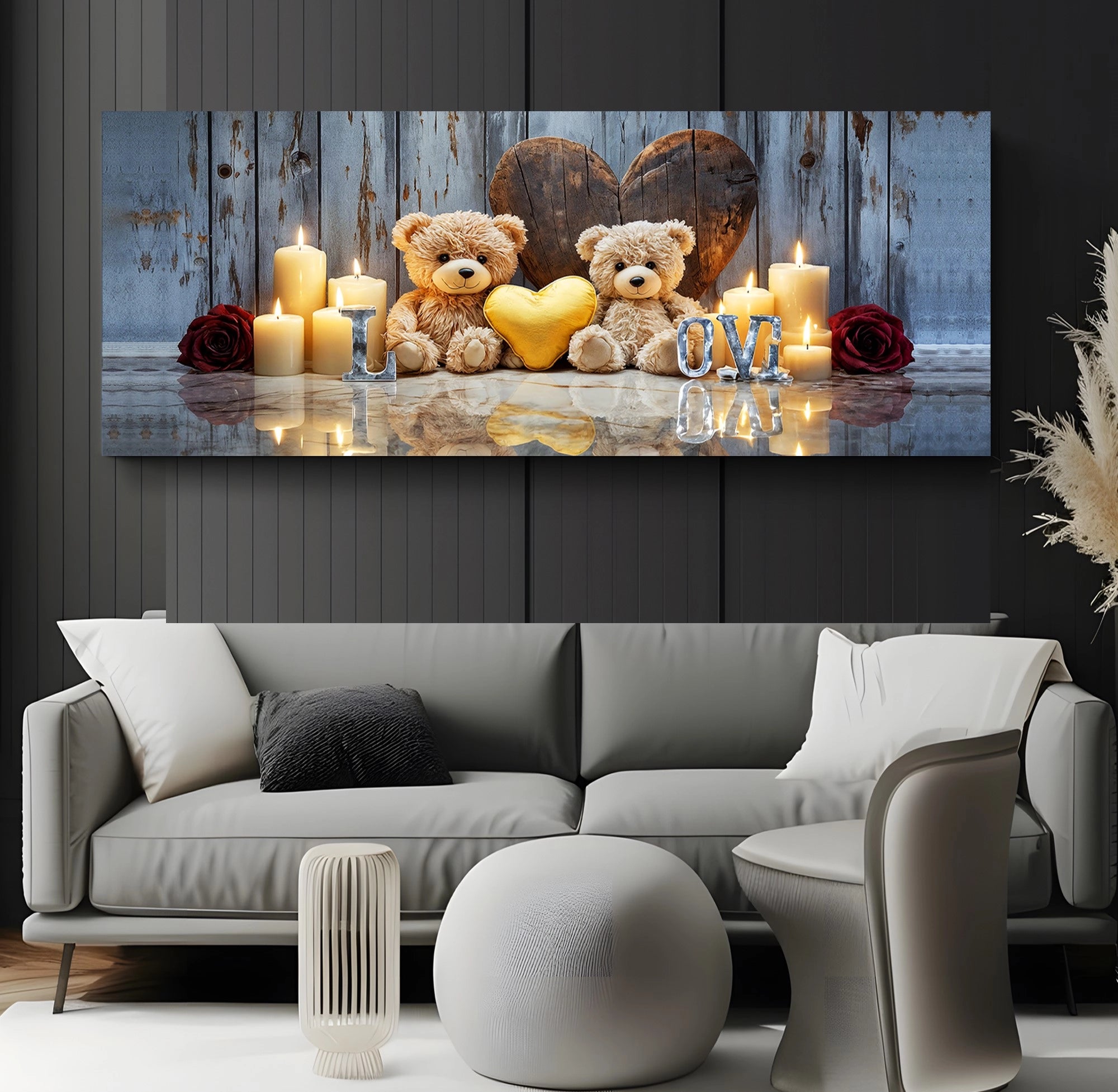 Led Işıklı Uzaktan Kumandalı Oda Mumları Model 4 Kanvas Tablo
