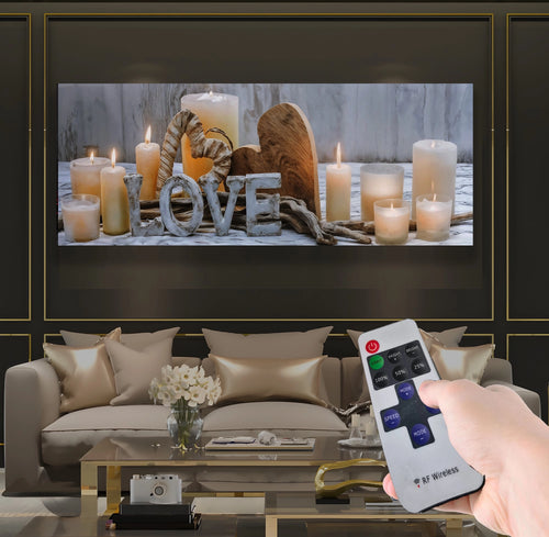 Led Işıklı Uzaktan Kumandalı Oda Mumları Model 9 Kanvas Tablo