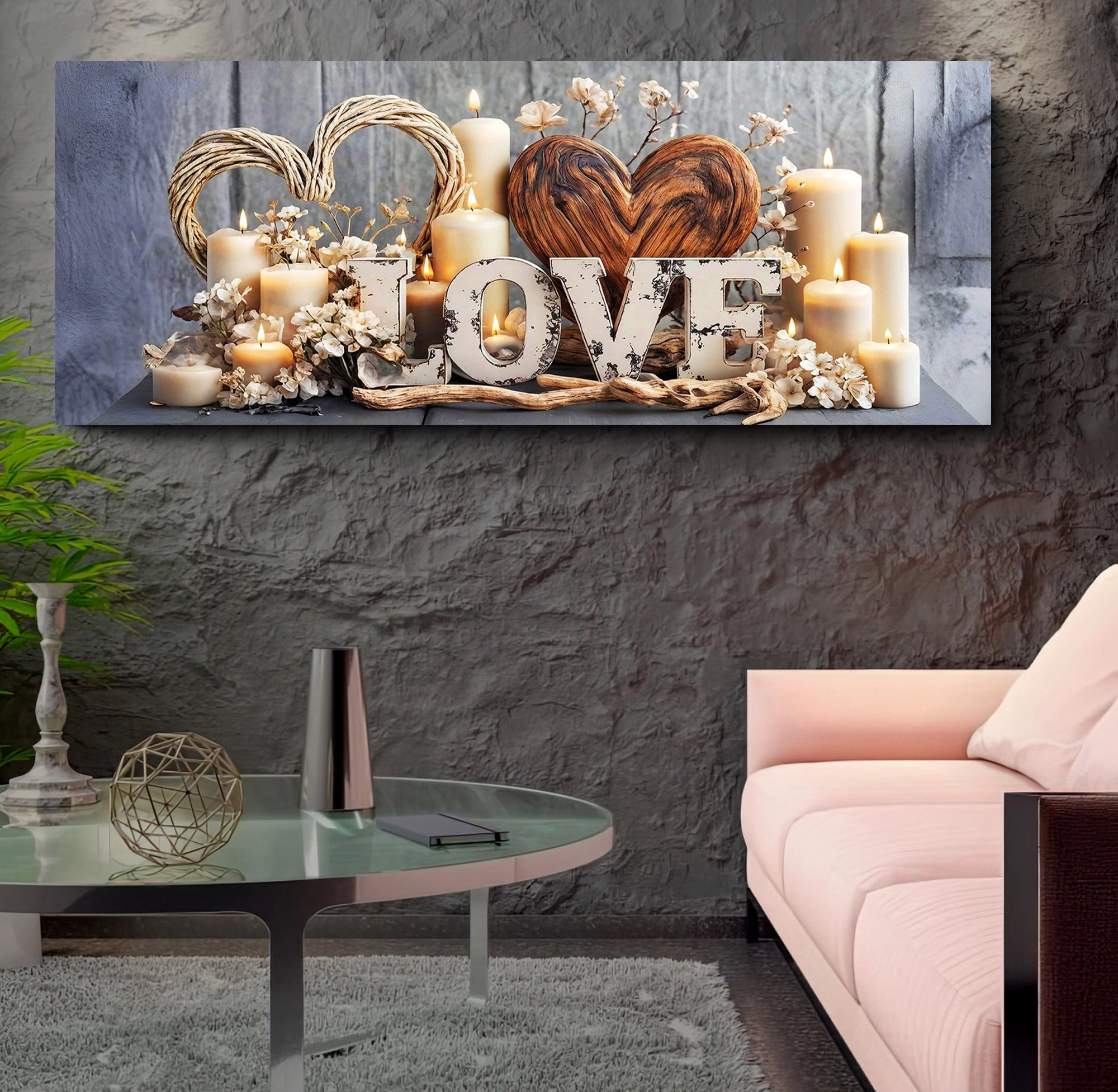 Led Işıklı Uzaktan Kumandalı Oda Mumları Model 8 Kanvas Tablo