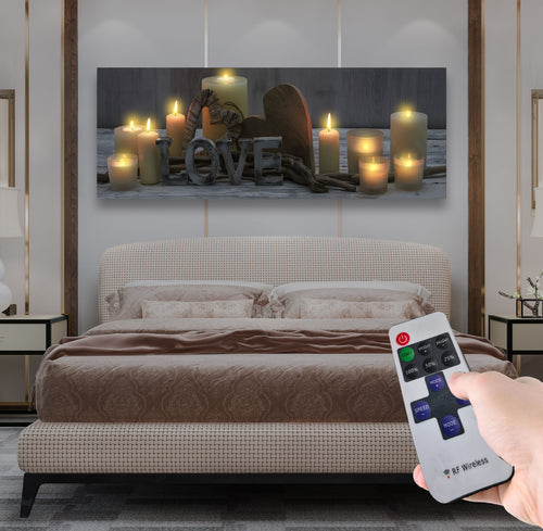 Led Işıklı Uzaktan Kumandalı Oda Mumları Model 3 Kanvas Tablo