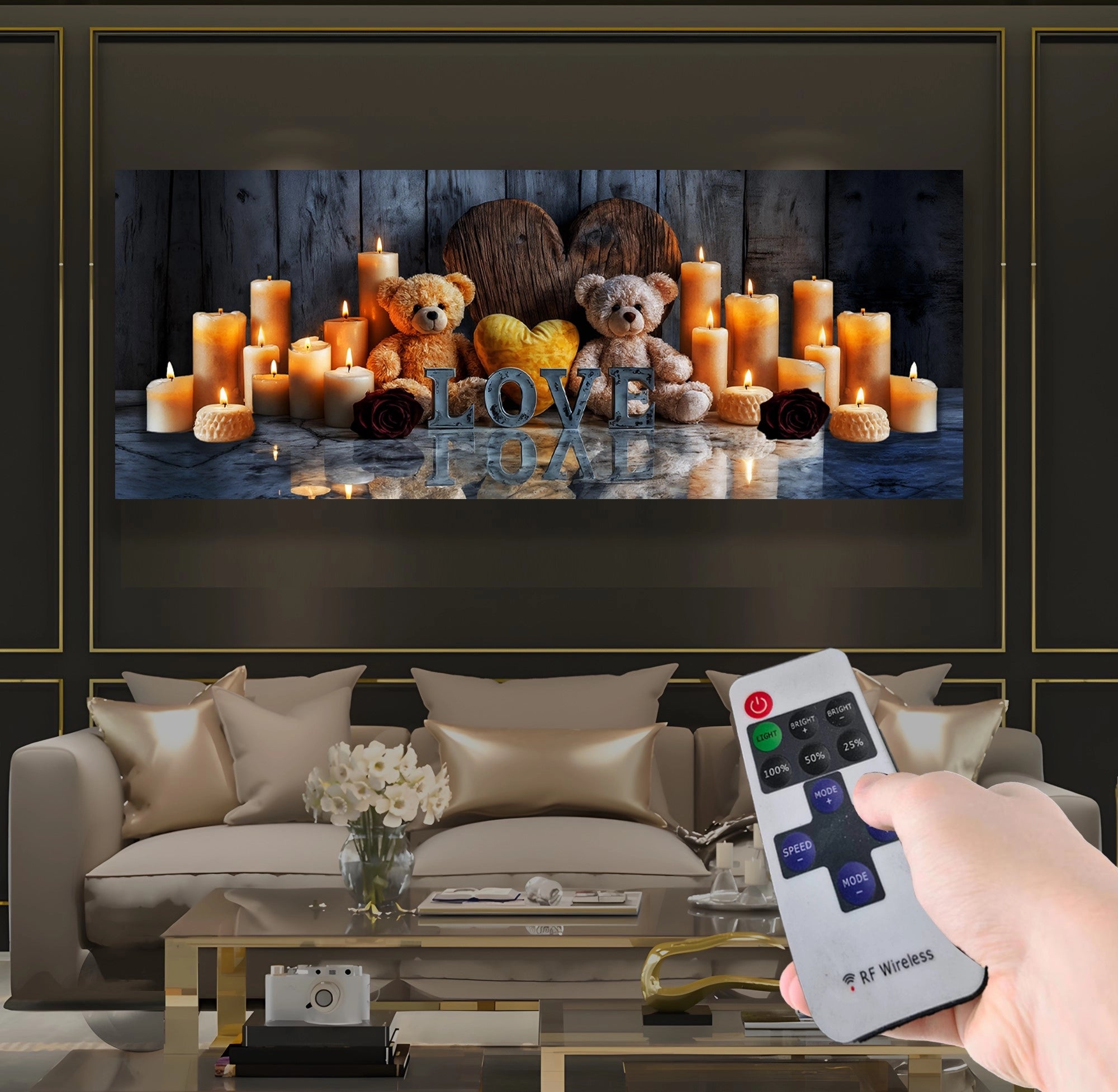 Led Işıklı Uzaktan Kumandalı Oda Mumları Model 6 Kanvas Tablo