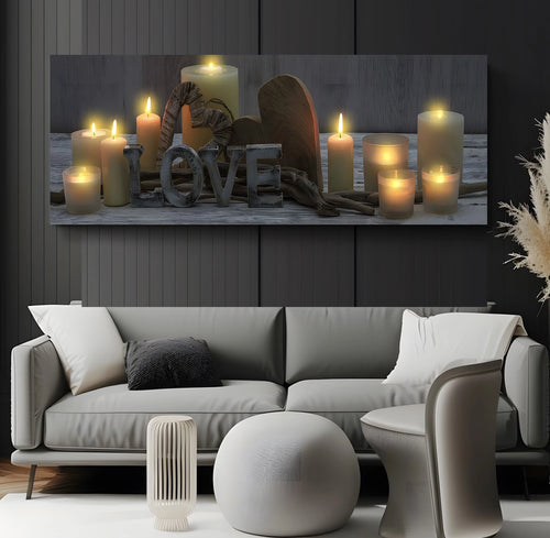 Led Işıklı Uzaktan Kumandalı Oda Mumları Model 3 Kanvas Tablo