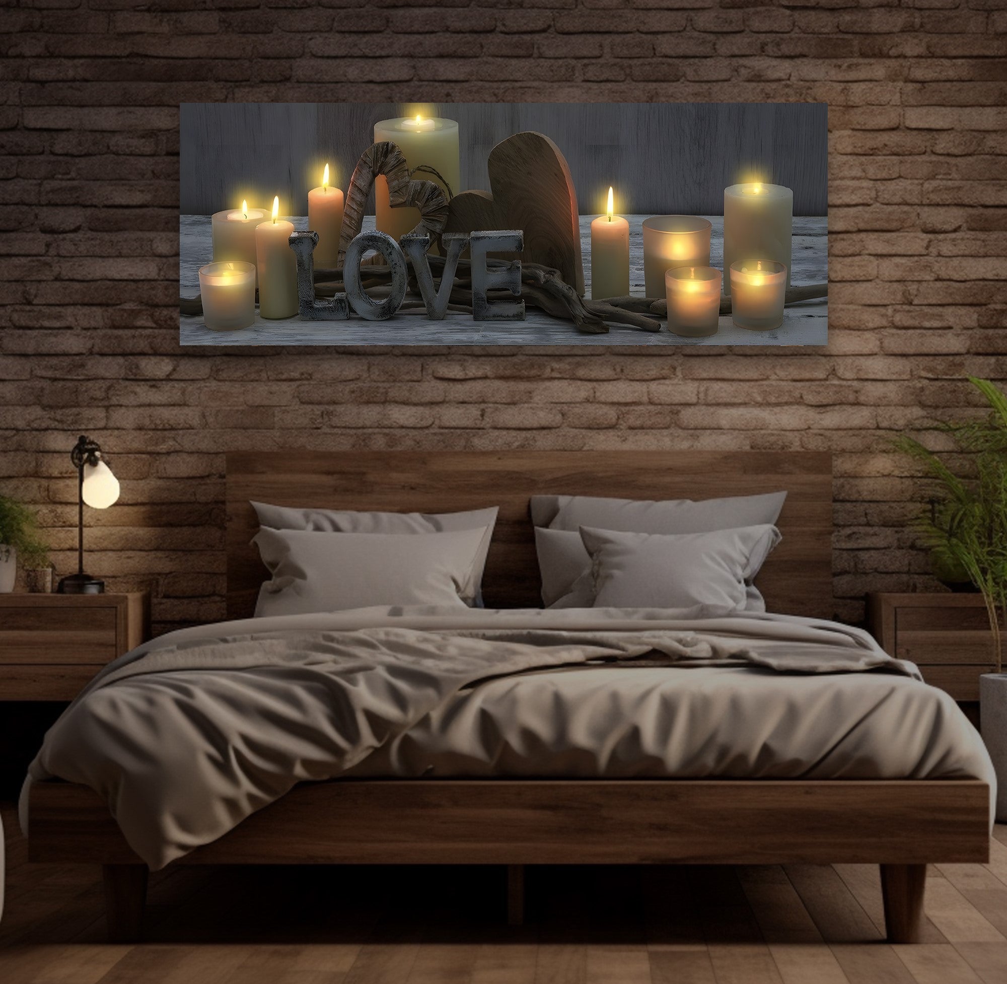 Led Işıklı Uzaktan Kumandalı Oda Mumları Model 3 Kanvas Tablo