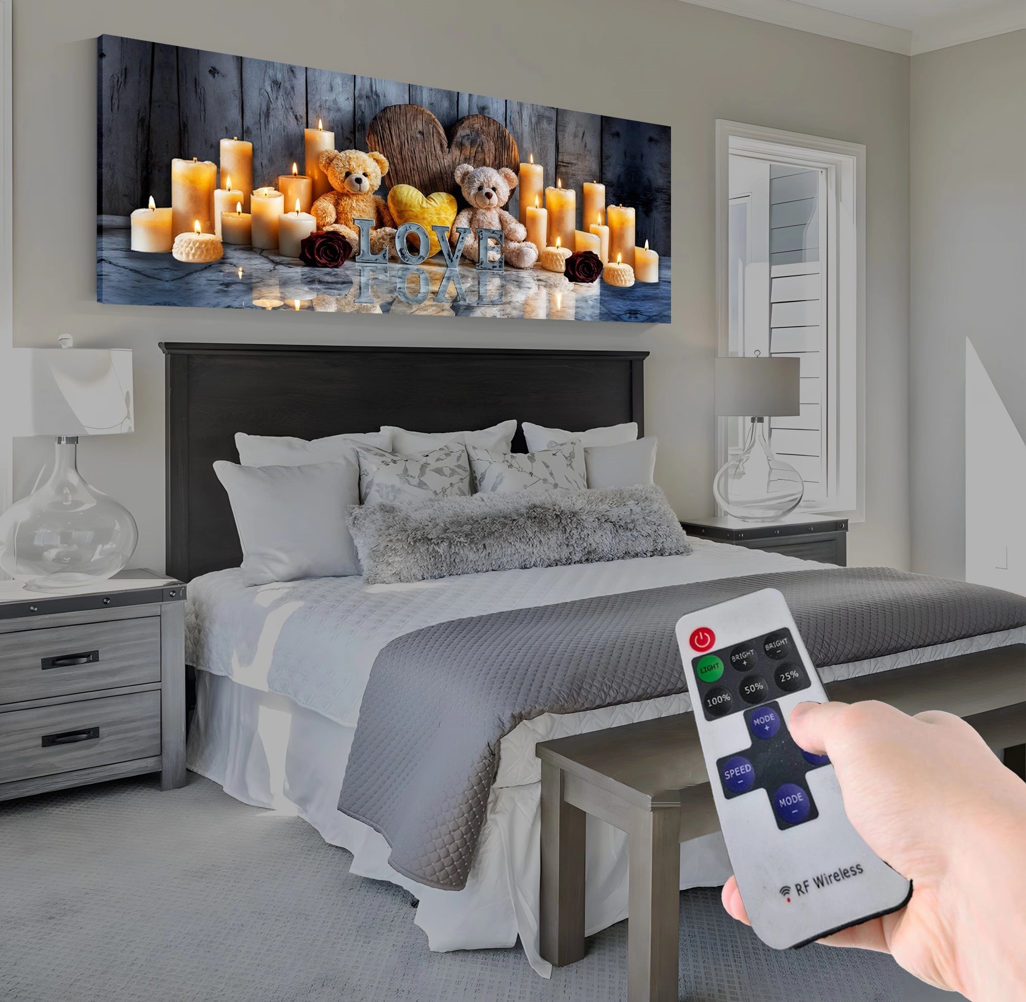 Led Işıklı Uzaktan Kumandalı Oda Mumları Model 6 Kanvas Tablo