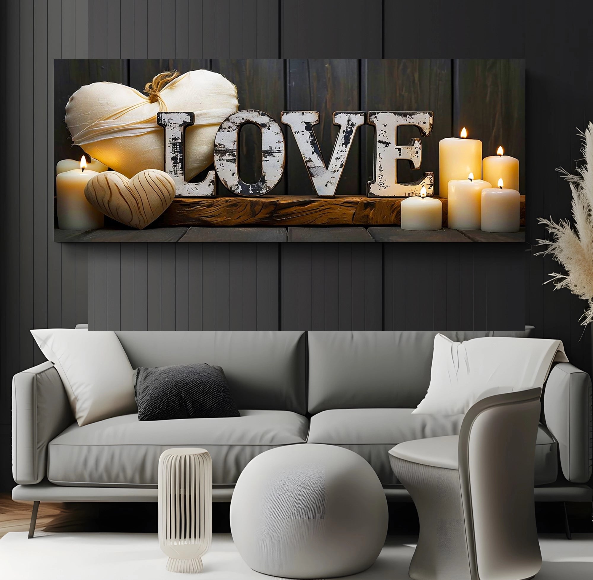 Led Işıklı Uzaktan Kumandalı Oda Mumları Model 7 Kanvas Tablo