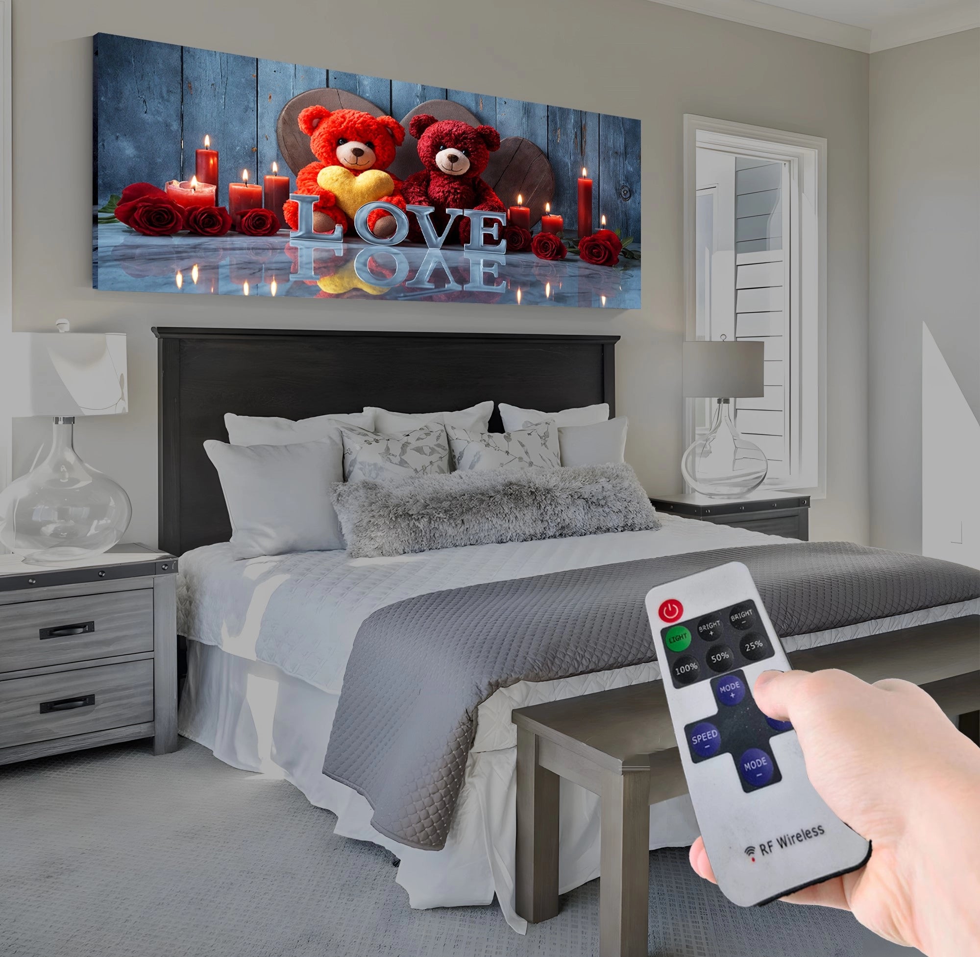 Led Işıklı Uzaktan Kumandalı Oda Mumları Model 5 Kanvas Tablo