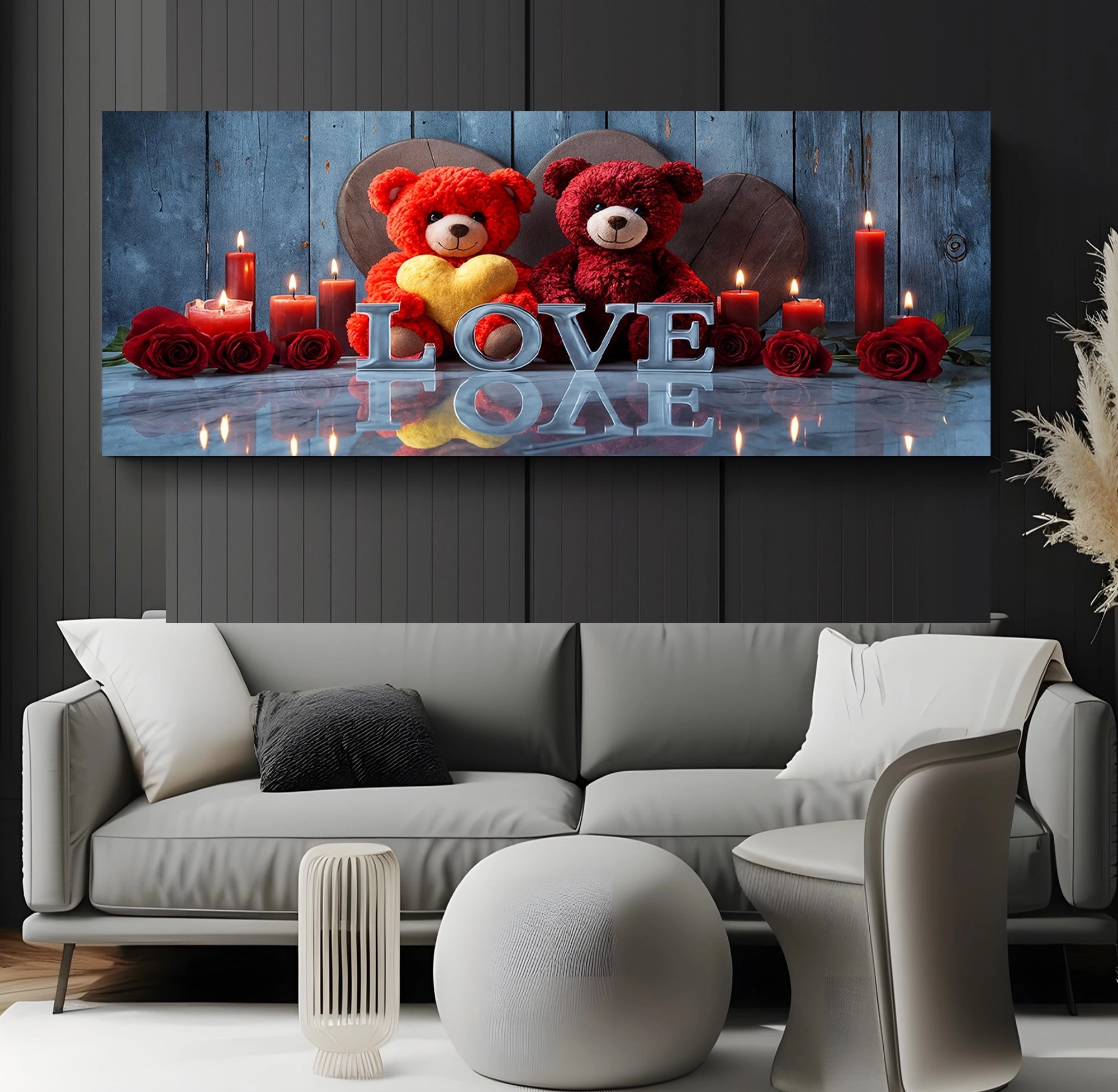 Led Işıklı Uzaktan Kumandalı Oda Mumları Model 5 Kanvas Tablo
