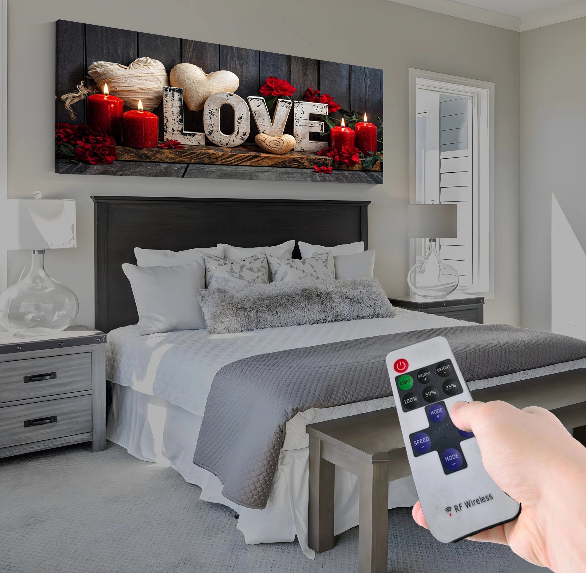Led Işıklı Uzaktan Kumandalı Oda Mumları Model 2 Kanvas Tablo