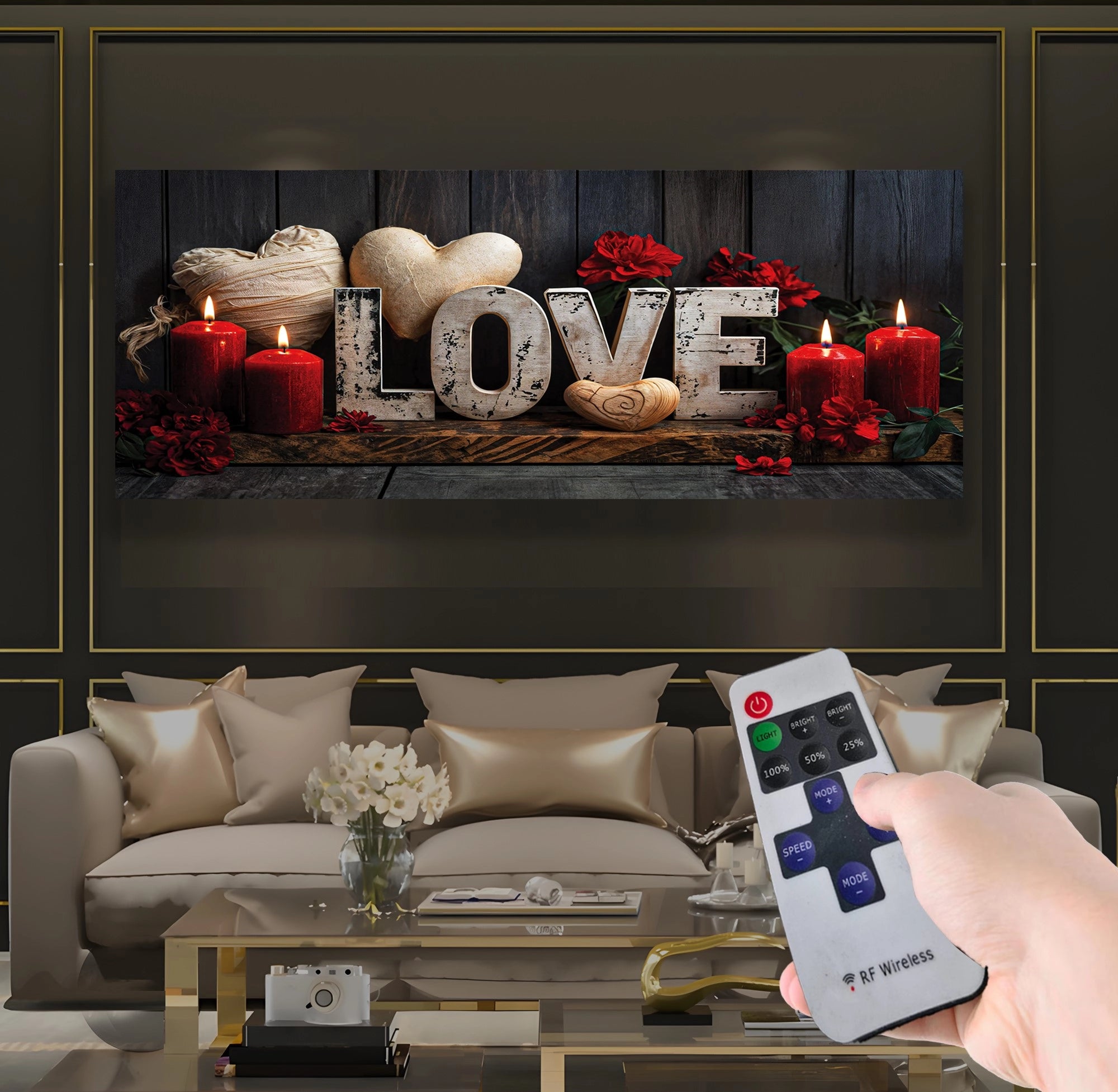 Led Işıklı Uzaktan Kumandalı Oda Mumları Model 2 Kanvas Tablo