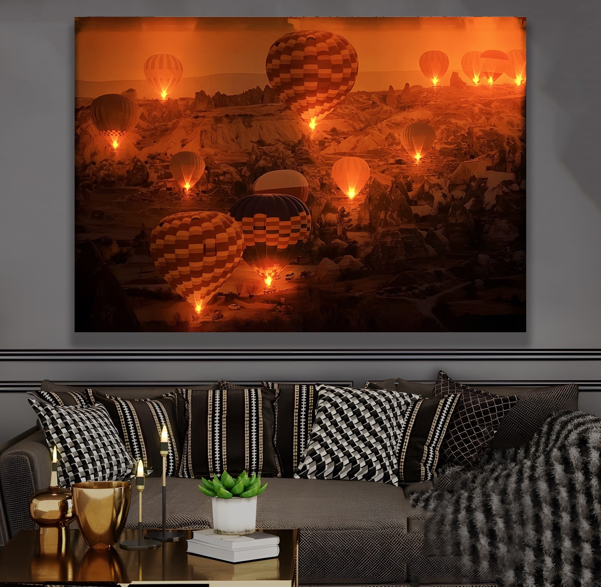 Hava Balonu – Uzaktan Kumandalı LED Işıklı Kanvas Tablo