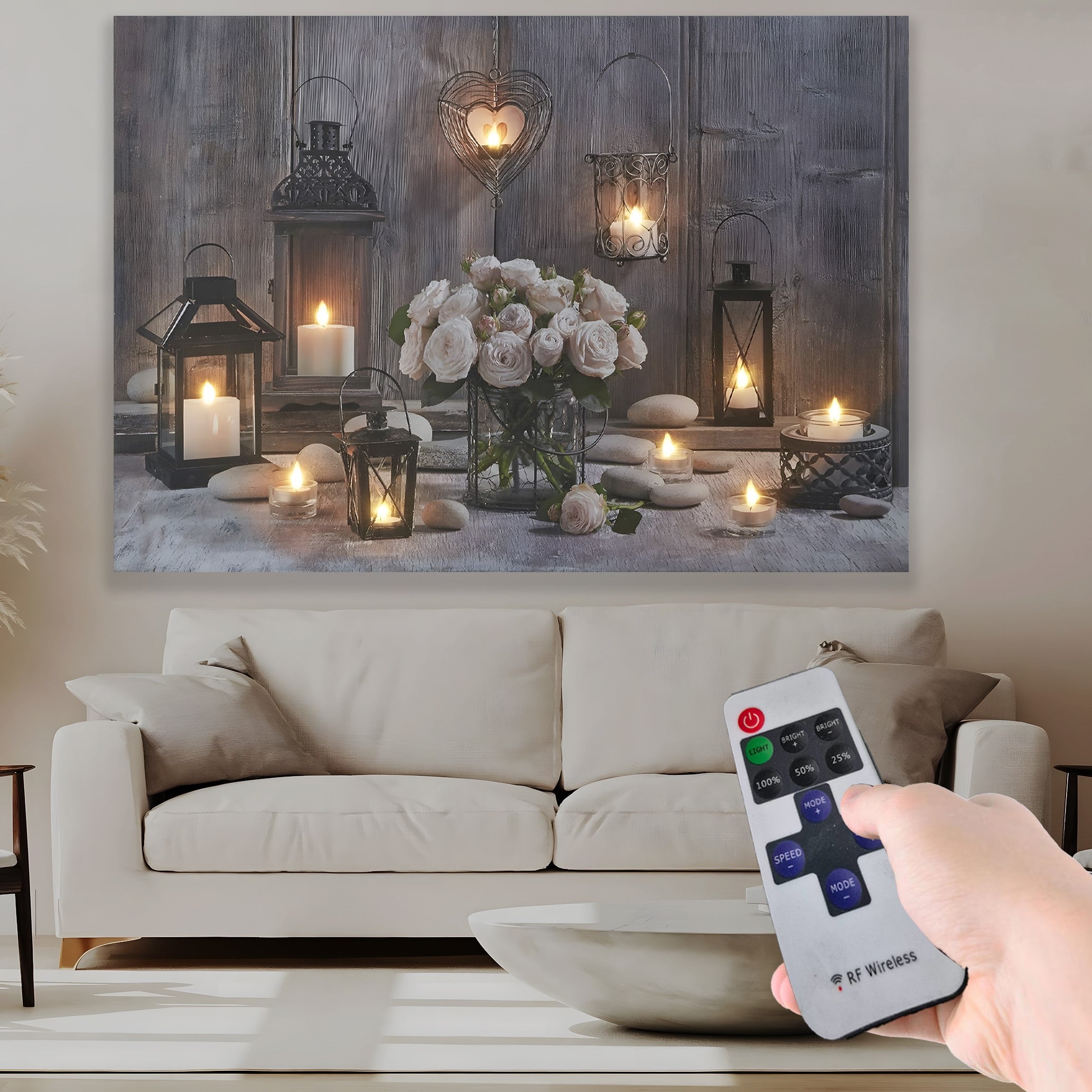 Oda Mumları Model 11 – Uzaktan Kumandalı LED Işıklı Kanvas Tablo
