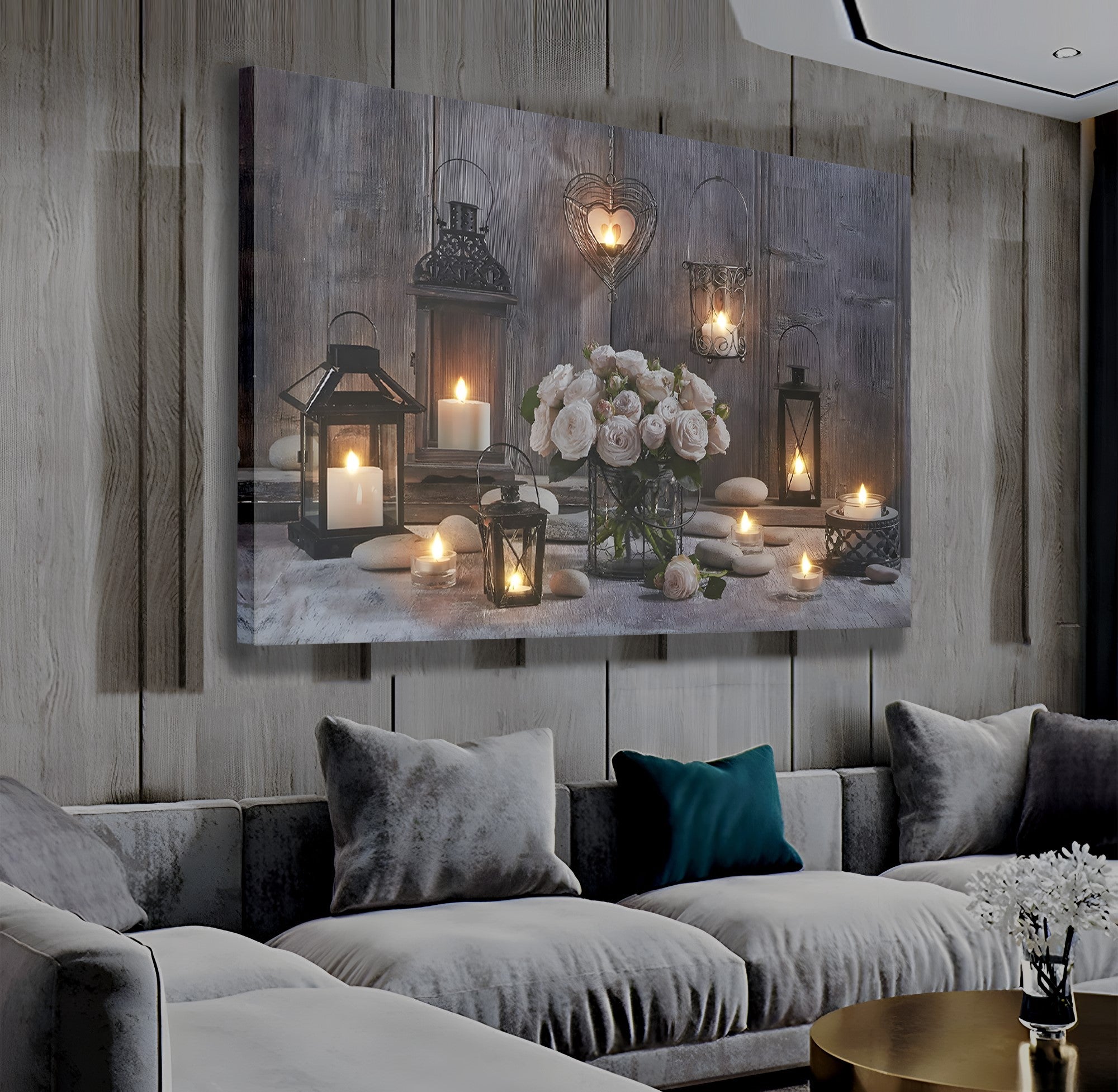 Oda Mumları Model 11 – Uzaktan Kumandalı LED Işıklı Kanvas Tablo