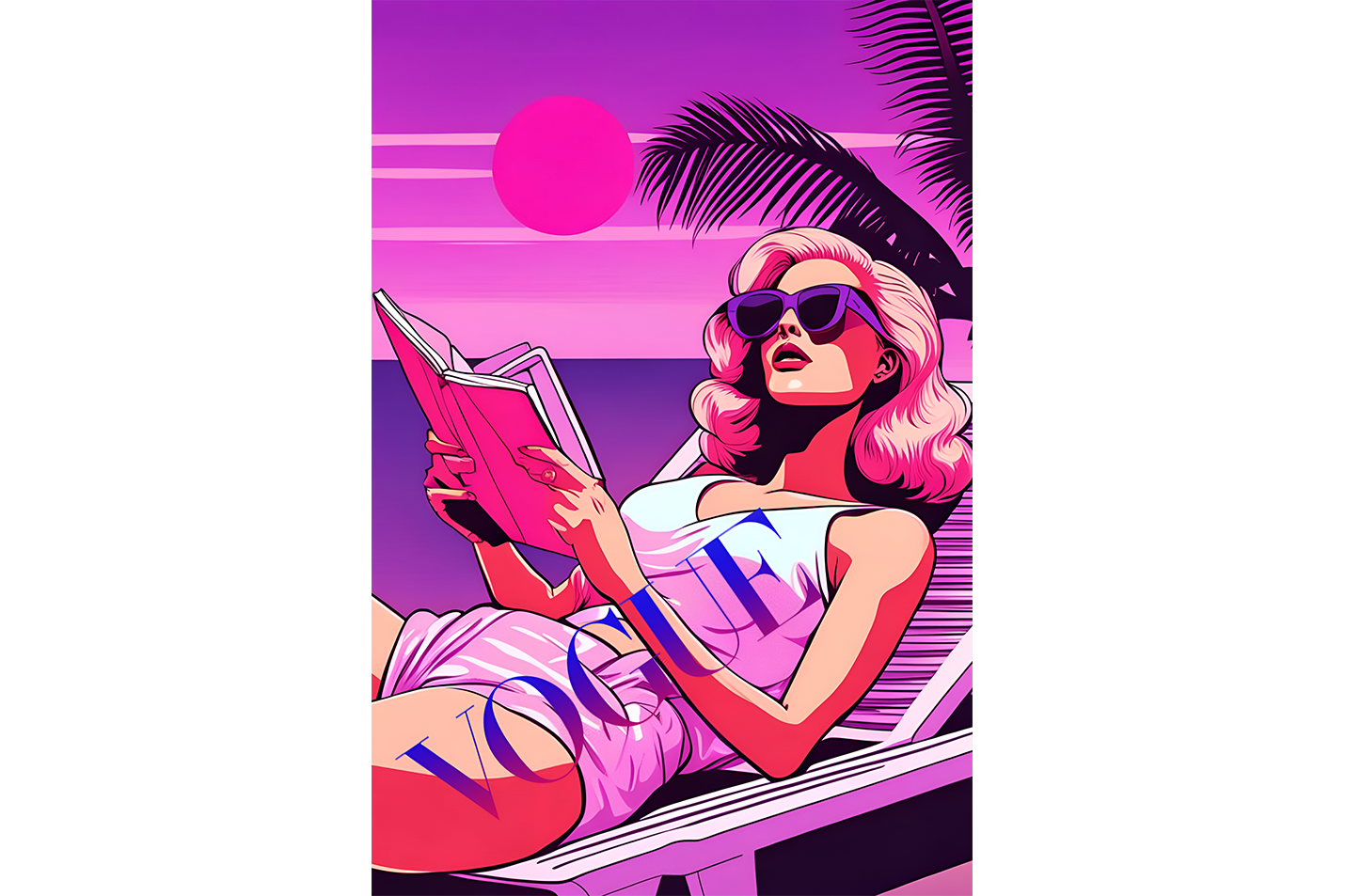 retrowave vogue, pop art, beauty, sunshine, art, kanvas tablo